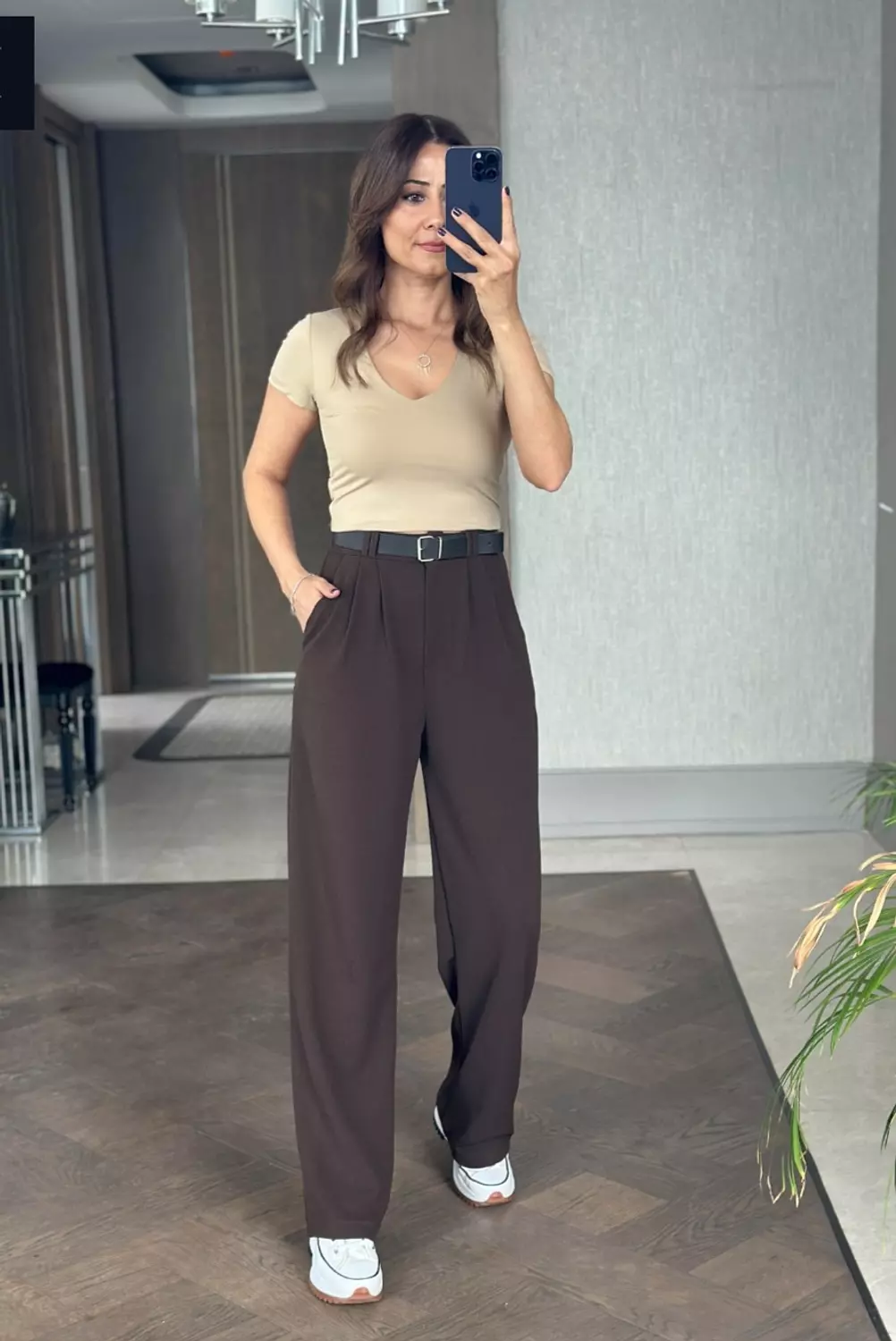 Chocolate Brown Classic Pants Without Belt  2