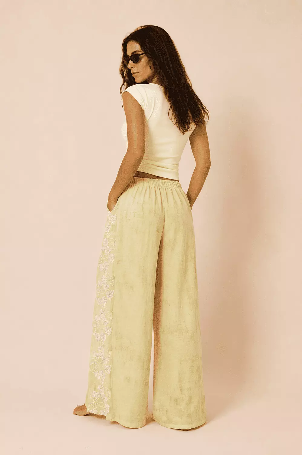 Wide-Leg Pants with side slits - Kiwi Green 2