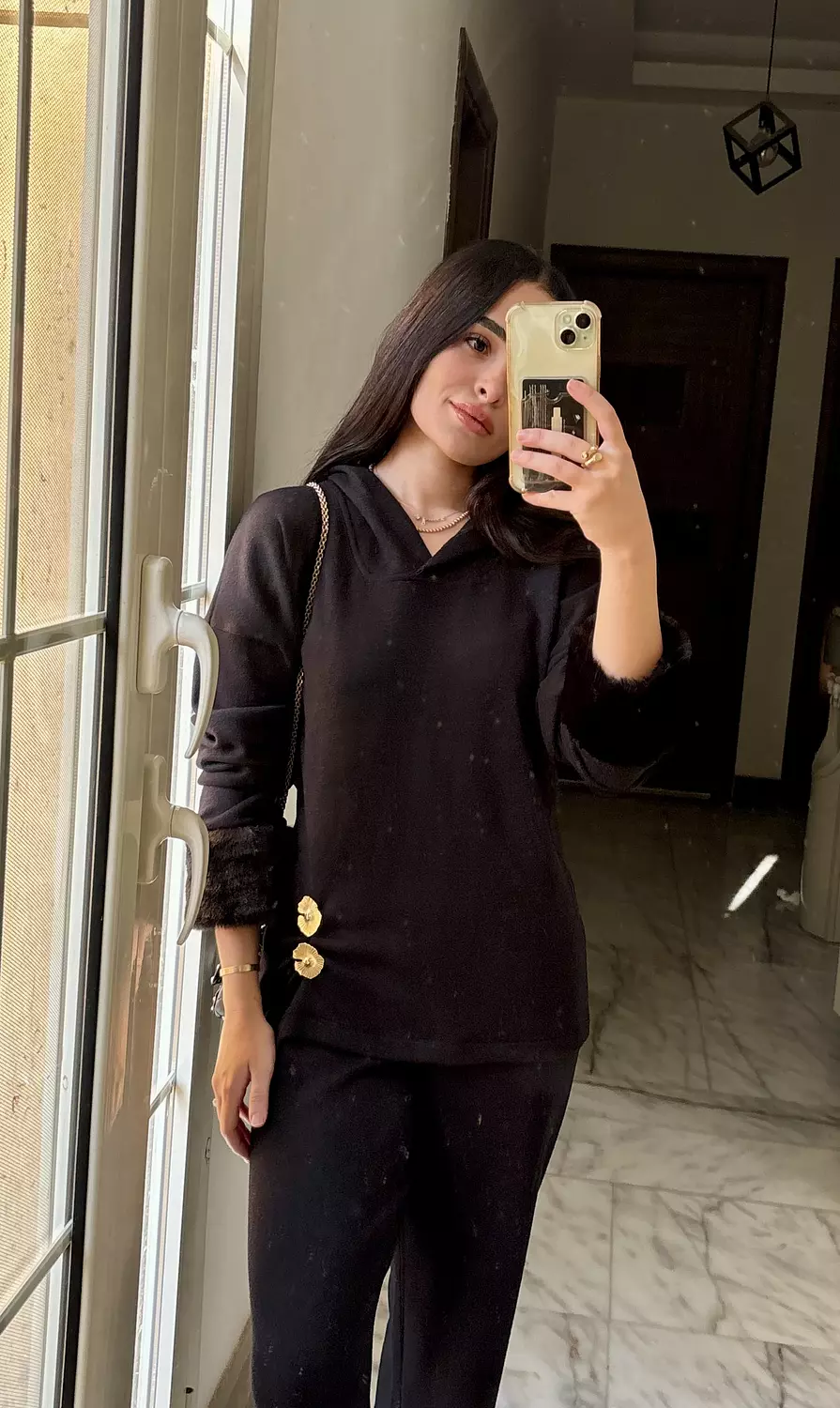 Furline Buttons Black Knit Set  1