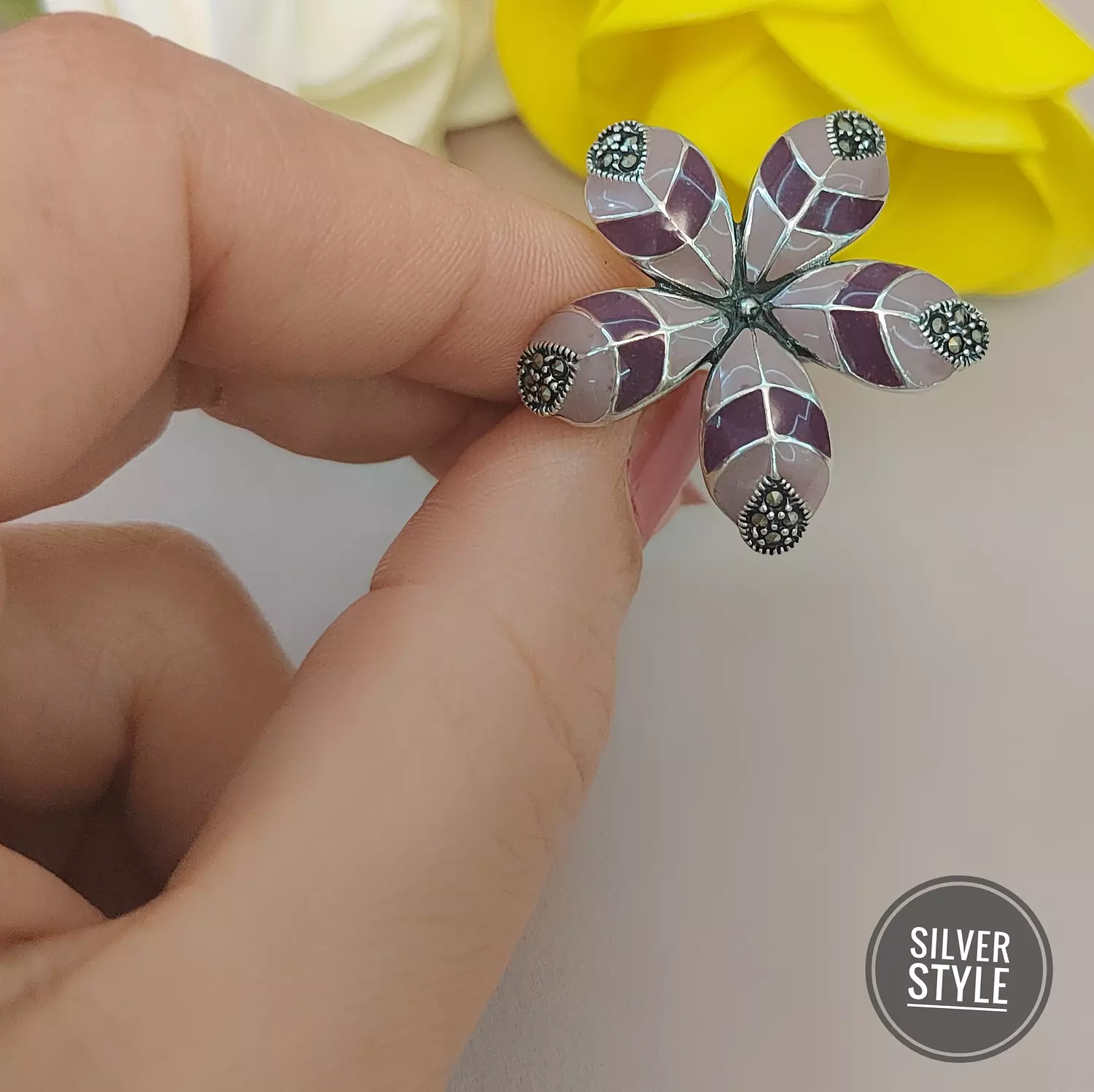 Flower enamel painted Ring  image
