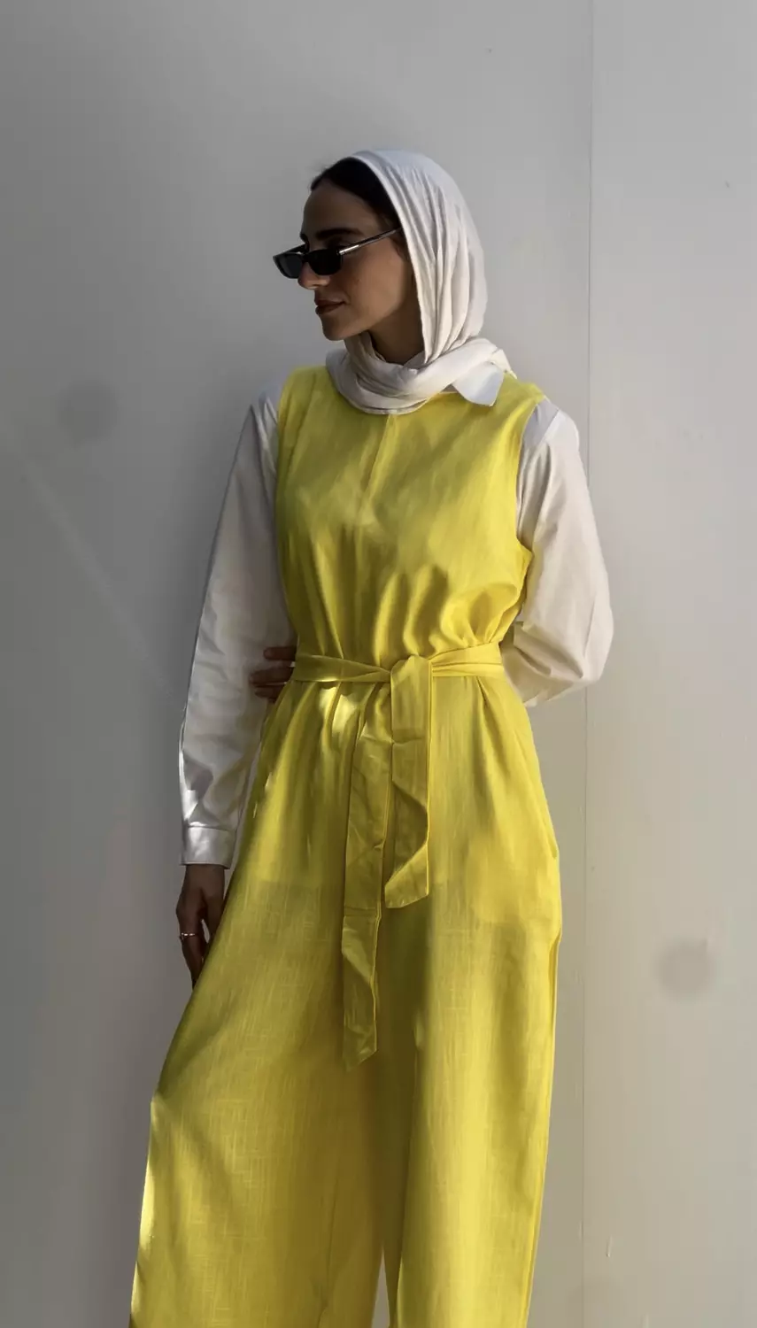 Linen Jumpsuit in Yellow 2