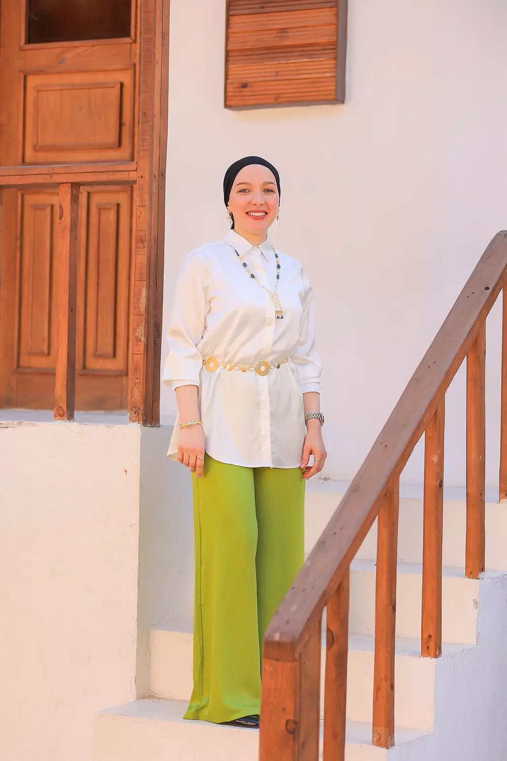 Green satin pants 2