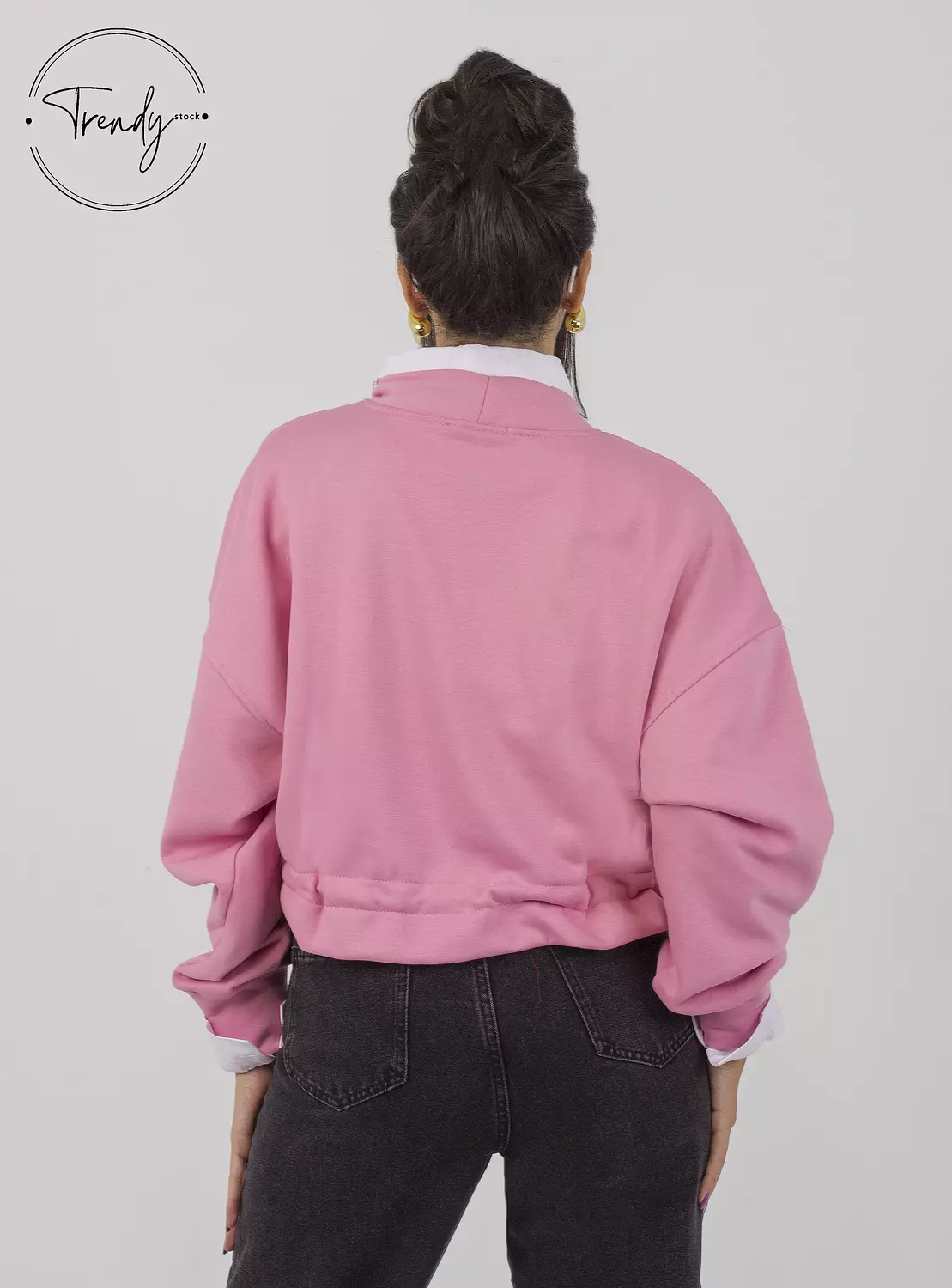 Rounded Neck Short Sleeve Sweatshirt 2