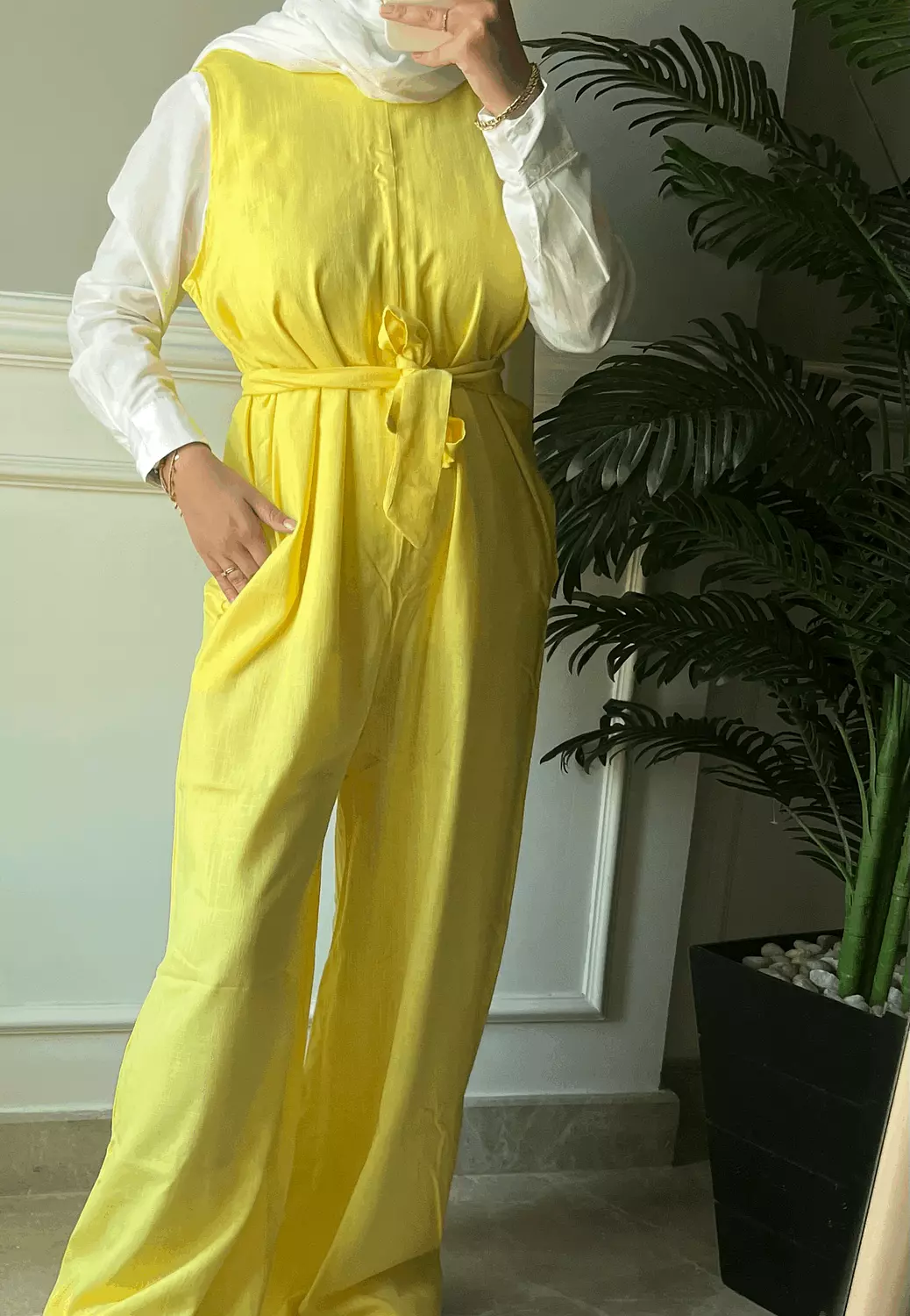 Linen Jumpsuit in Yellow 1