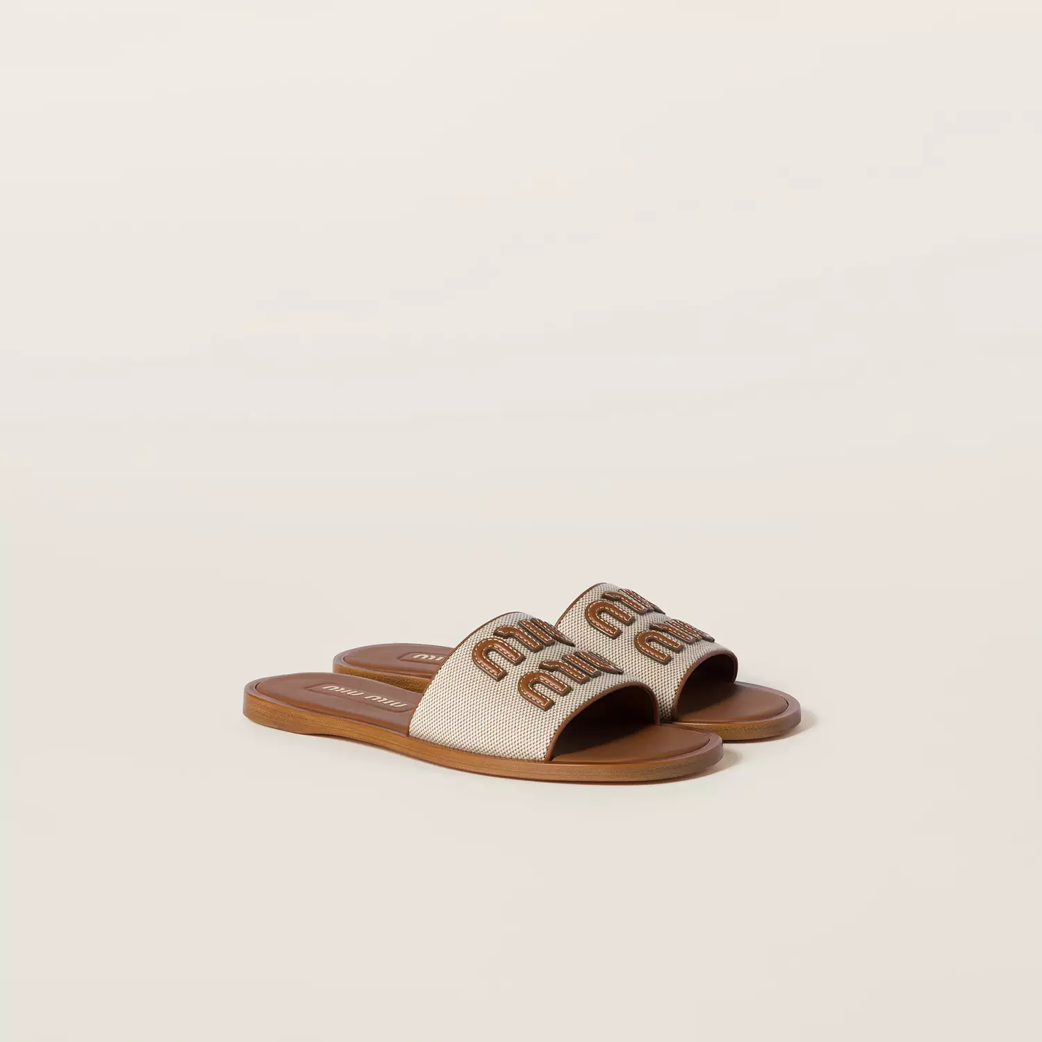 Miu Miu Canvas Sandals Naturale image