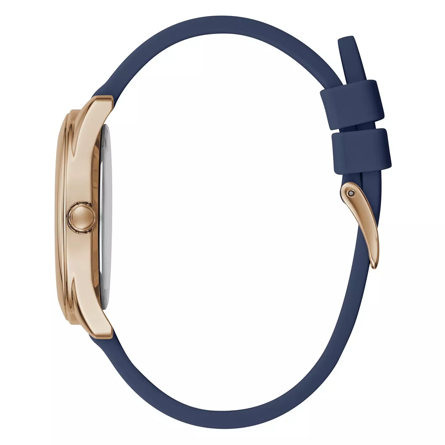 GUESS Ladies 40 Blue & Rose Gold-Tone Analog Trend Watch Blue Silicone Strap GW0107L4 3