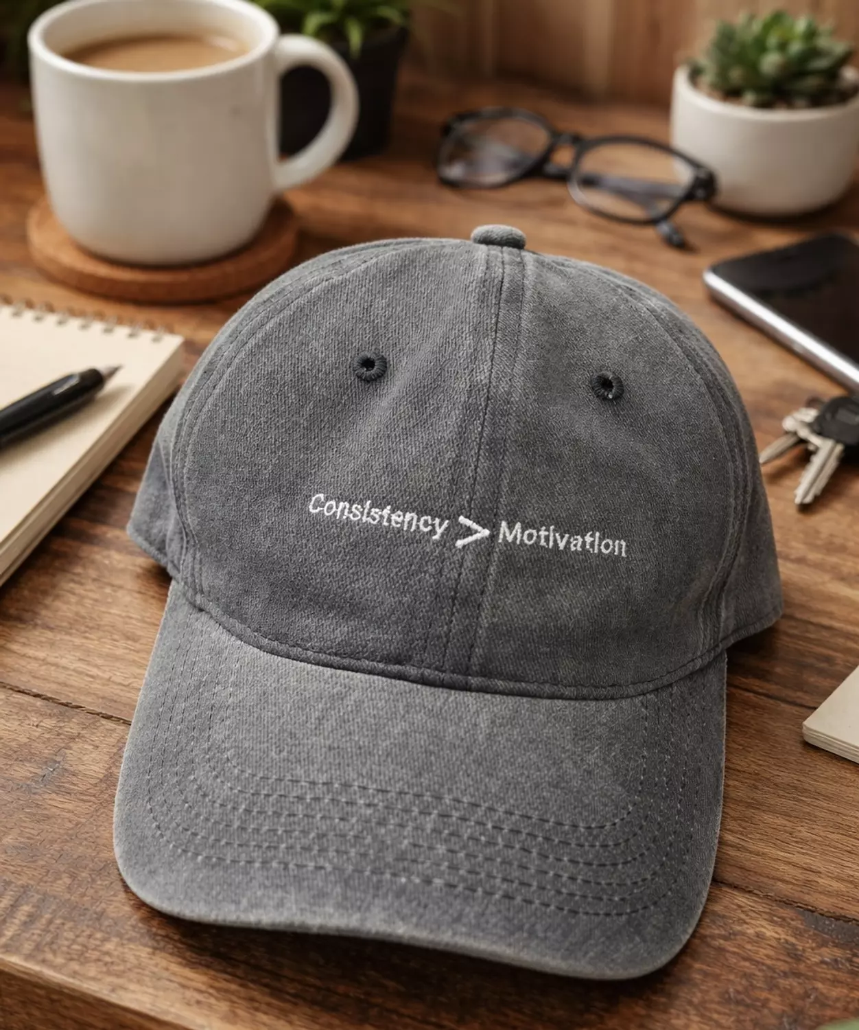 Consistency > Motivation Evergreen Washed Cap image