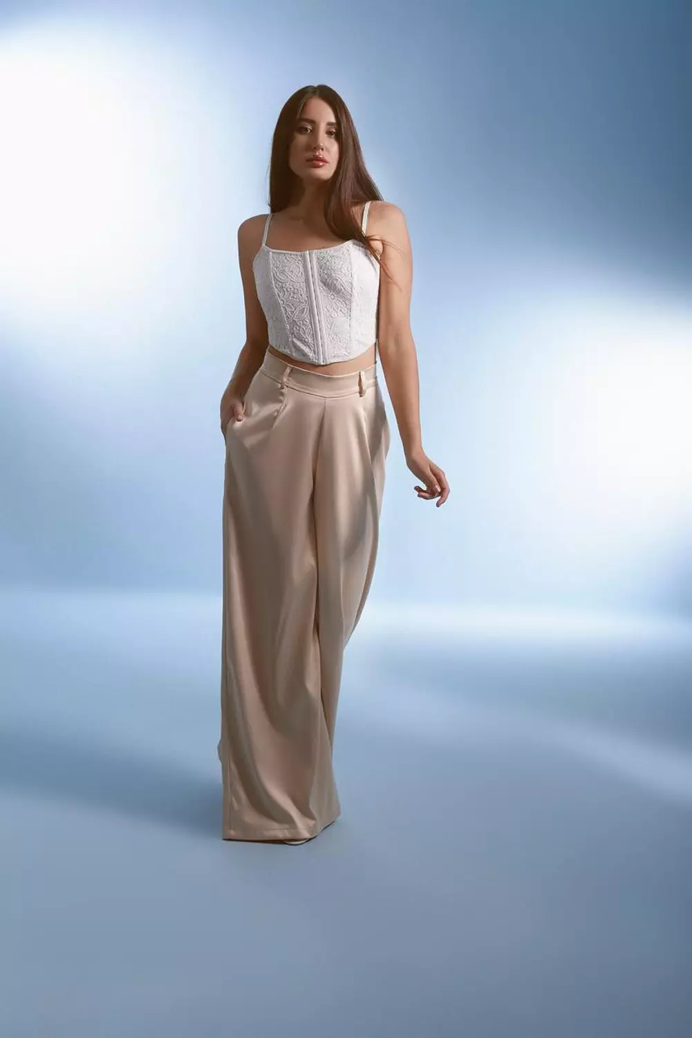 Champagne Satin Pants hover image