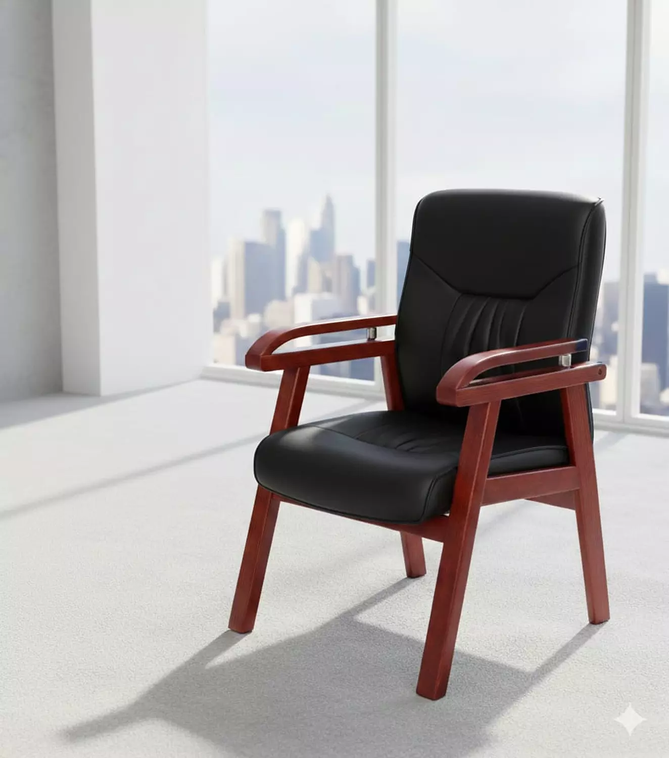 Leather Waiting Chair 101, Black Leather image