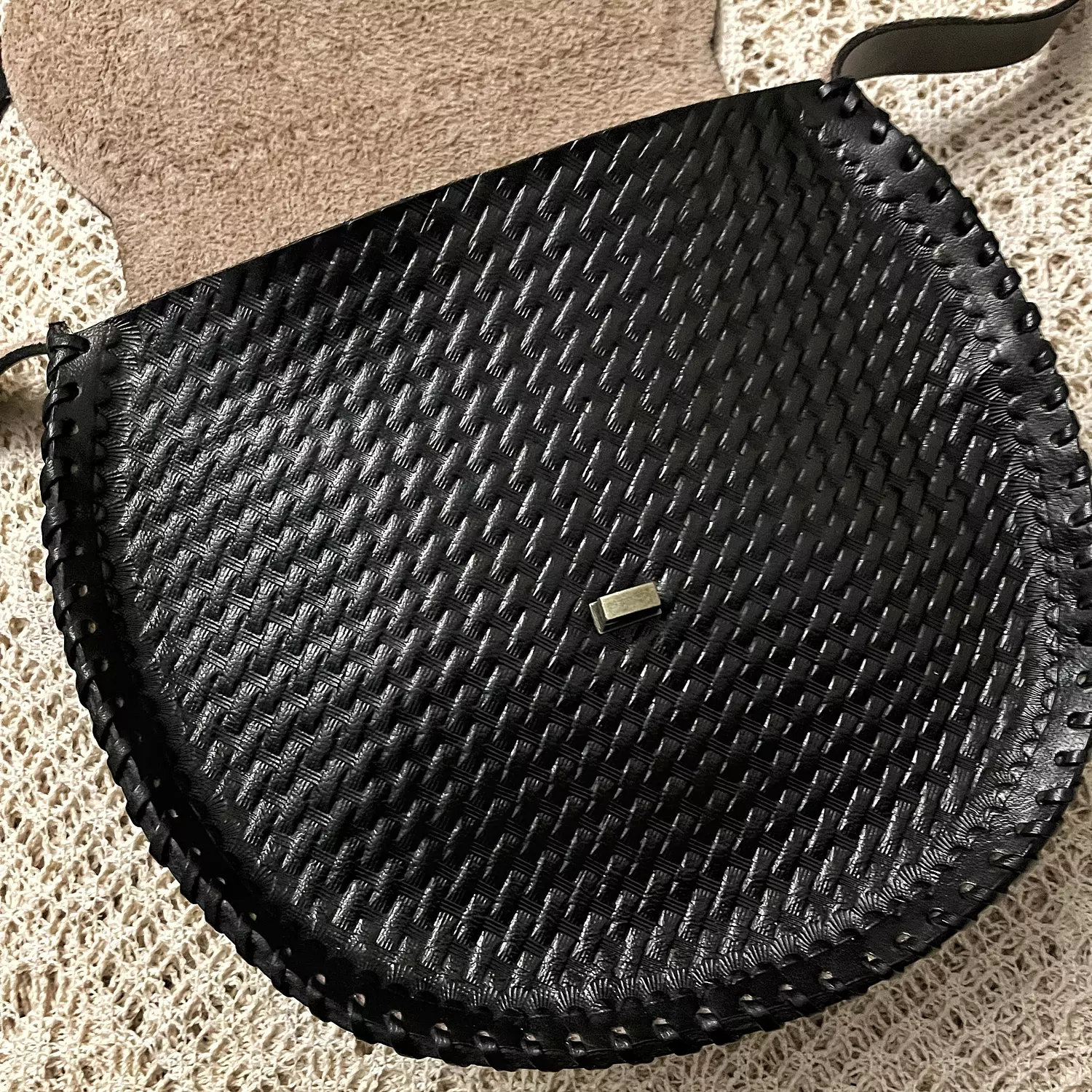Floral round basket bloom tooled leather bag 5
