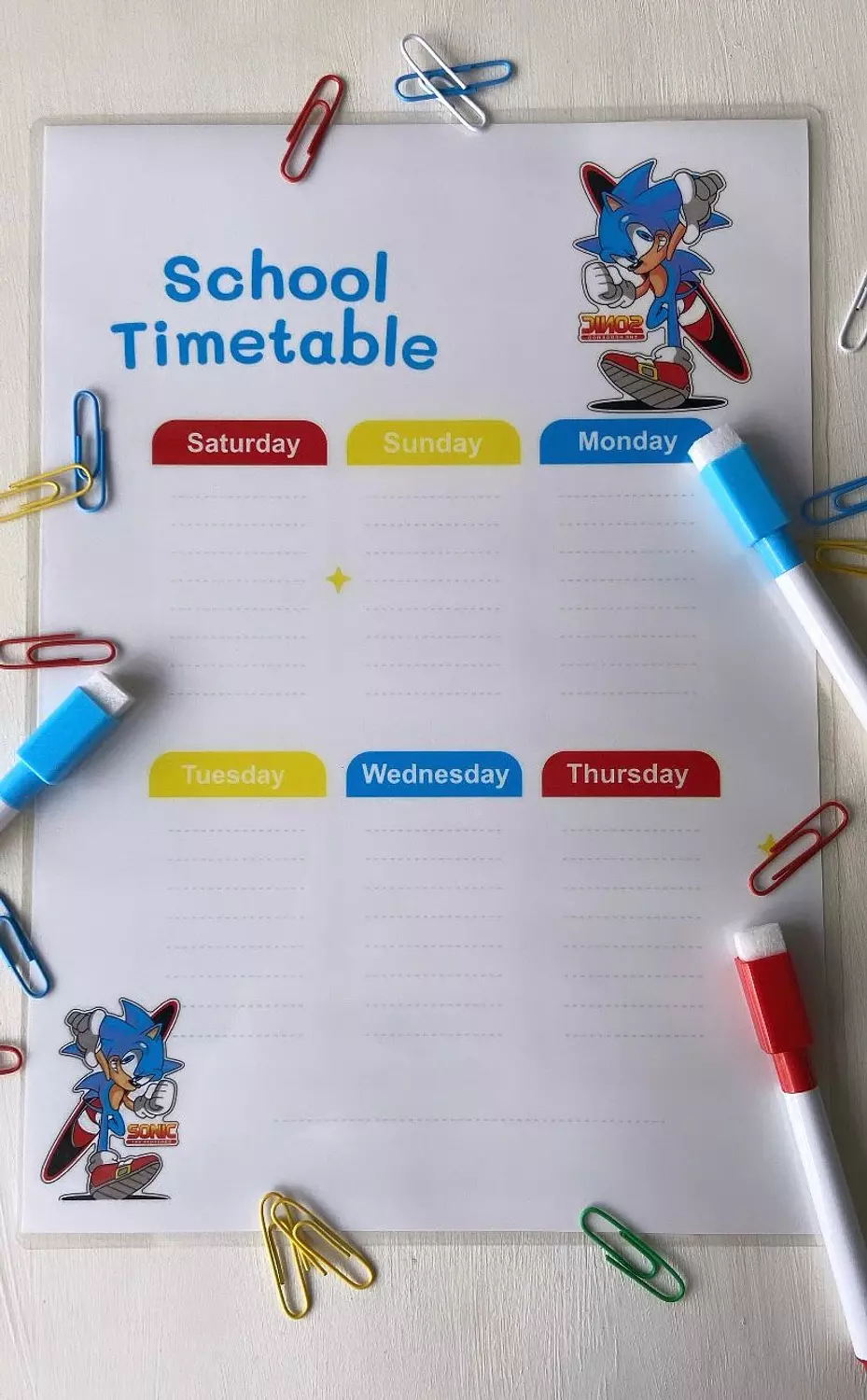 Sonic School Timetable image