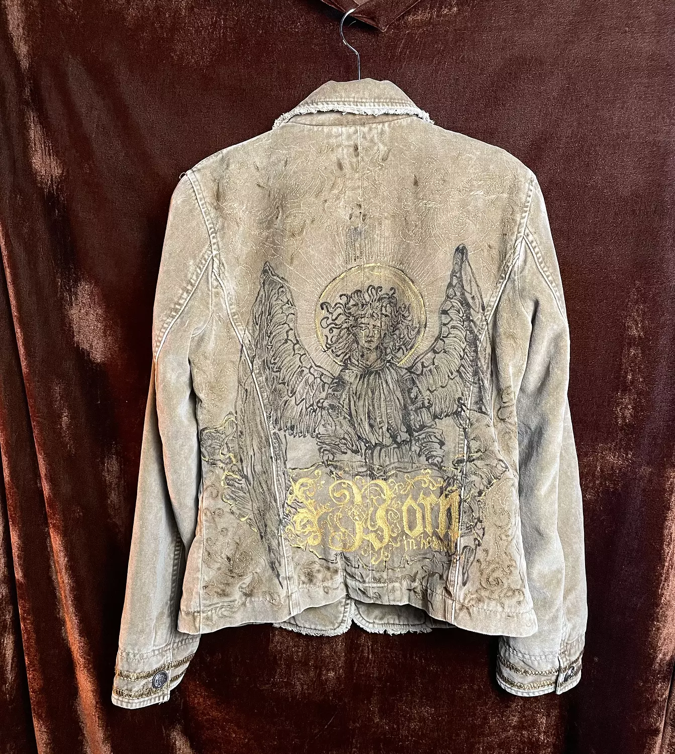 “Faust Angel” hand painted & burned jacket 3
