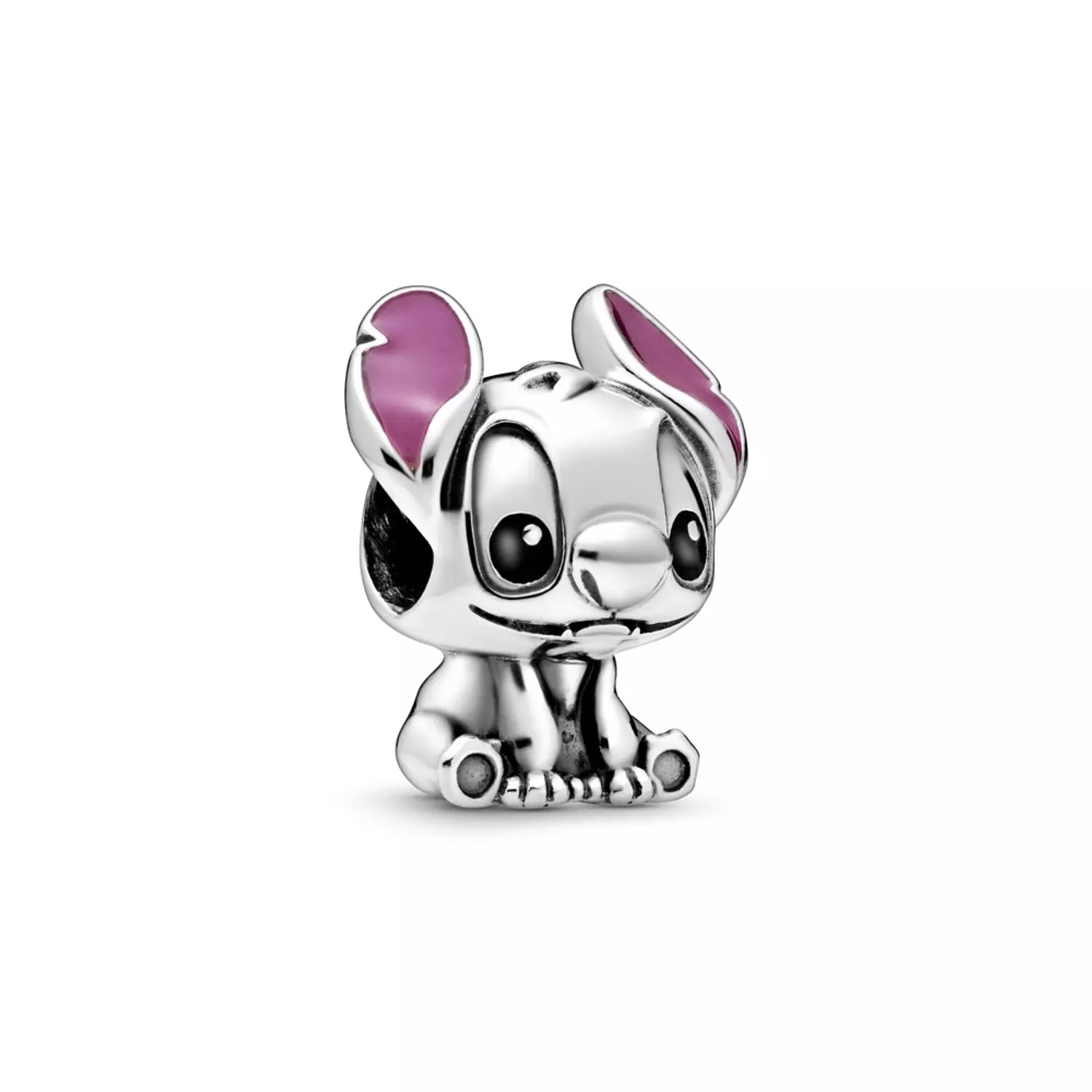 Disney Stitch silver charm with black and purple enamel