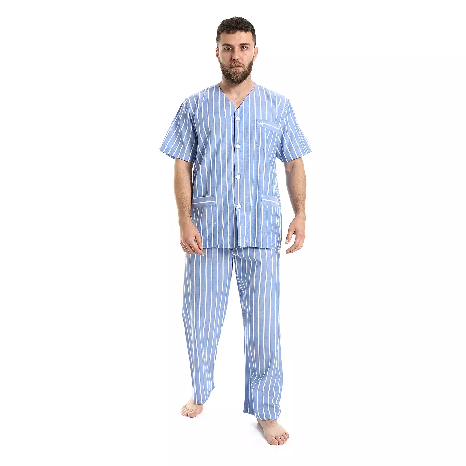 بيجاما رجالي كلاسيك- 2289-لبني -ابيض image