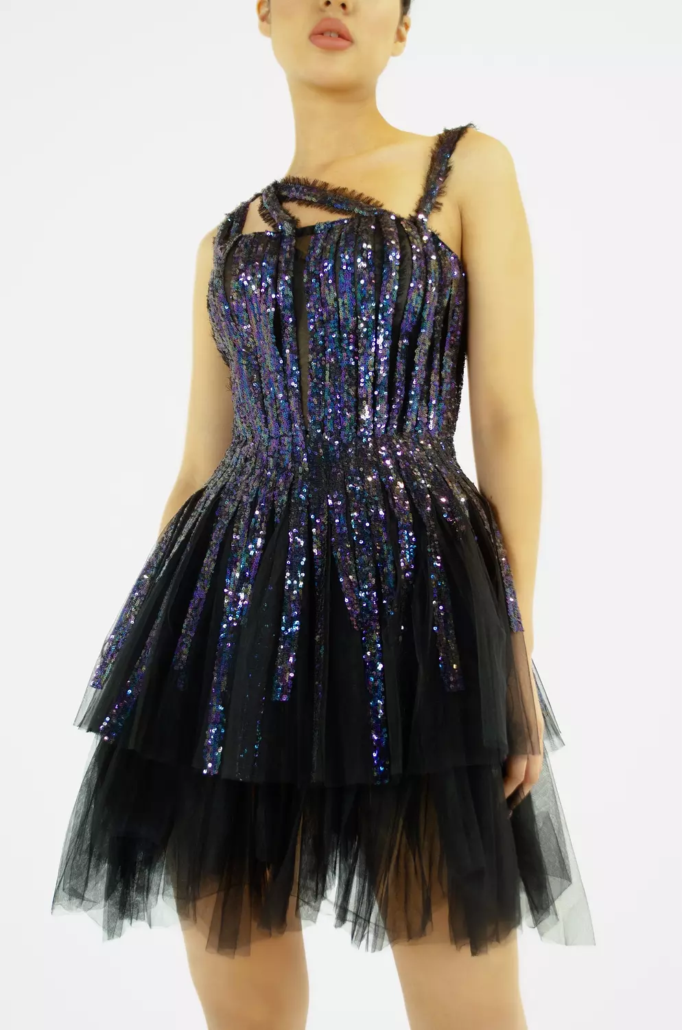 Enchanting Purple-Blue Sequin Dress 3