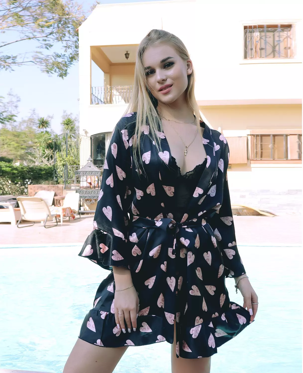 3-Piece Sketch Heart Satin Set image