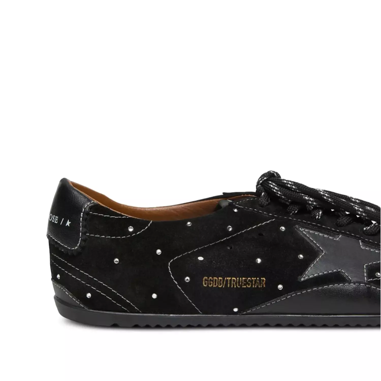 Golden goose True-Star Donna in suede nero con cristalli Swarovski e stella in pelle nera 3