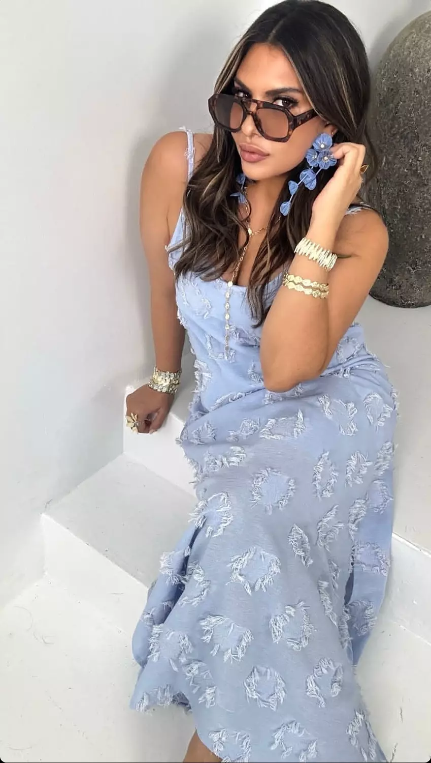 Baby Blue linen Dress 1