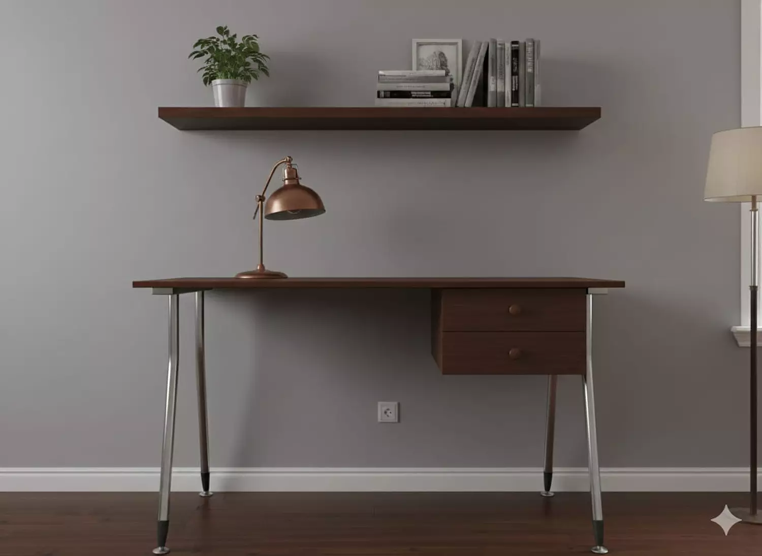 مكتب 120 سم خشب ف معدن  image