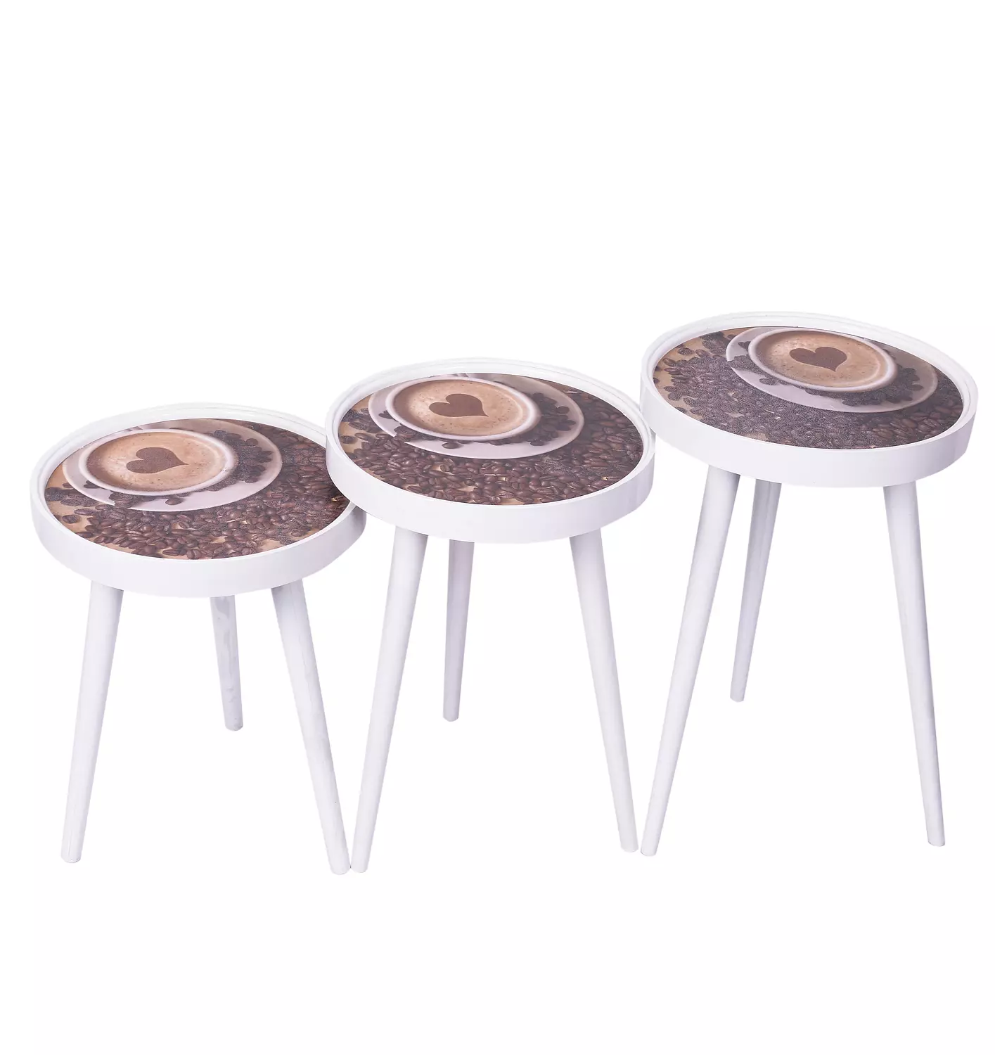  an overlapping set of plastic tables hover image