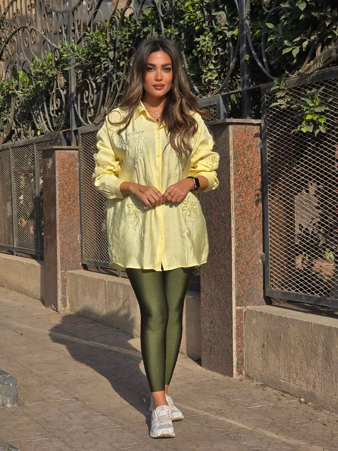 Olive Metallic legging  image