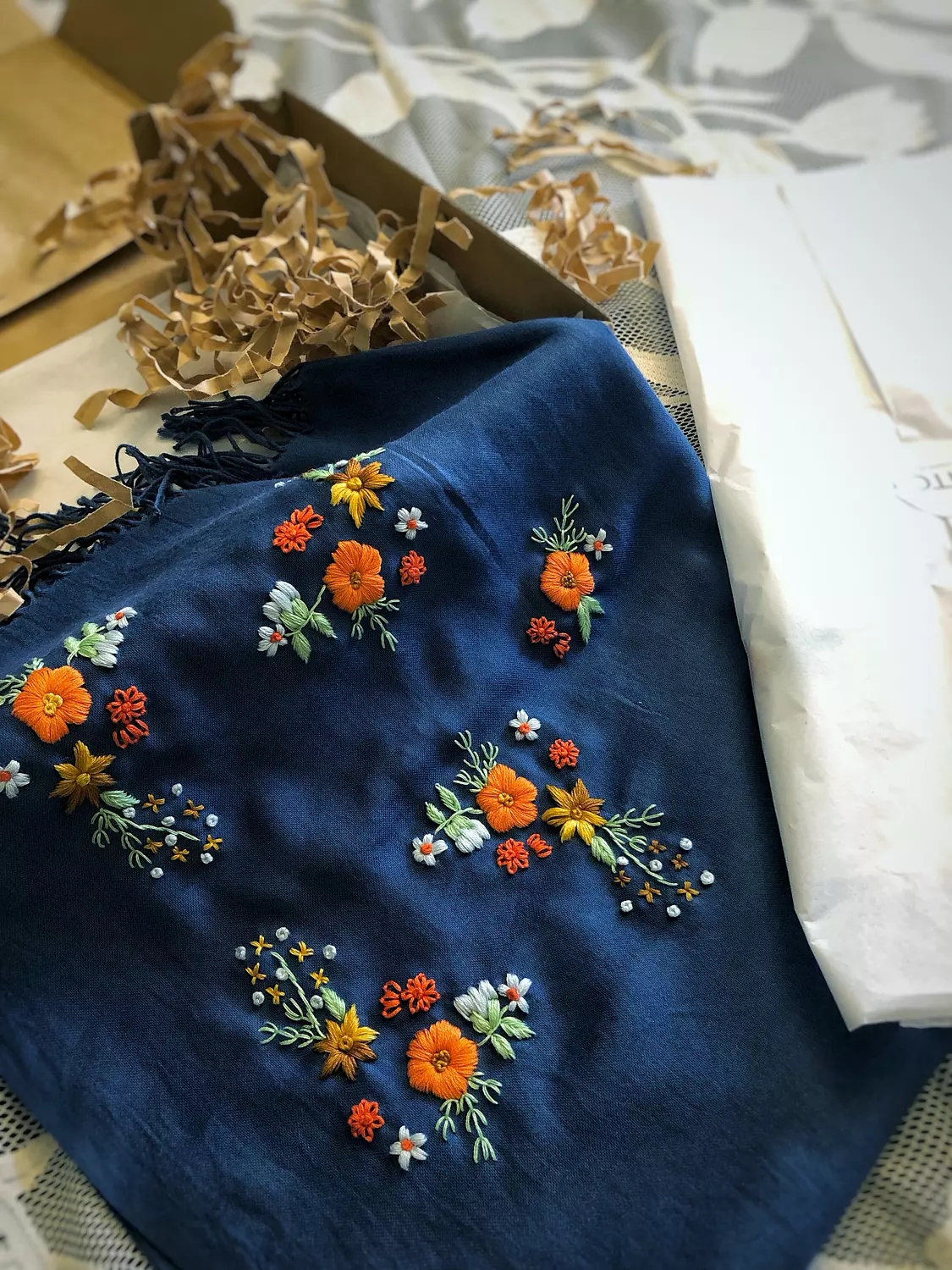 Floral Sky Wrap  Pashmina Shawl  hover image