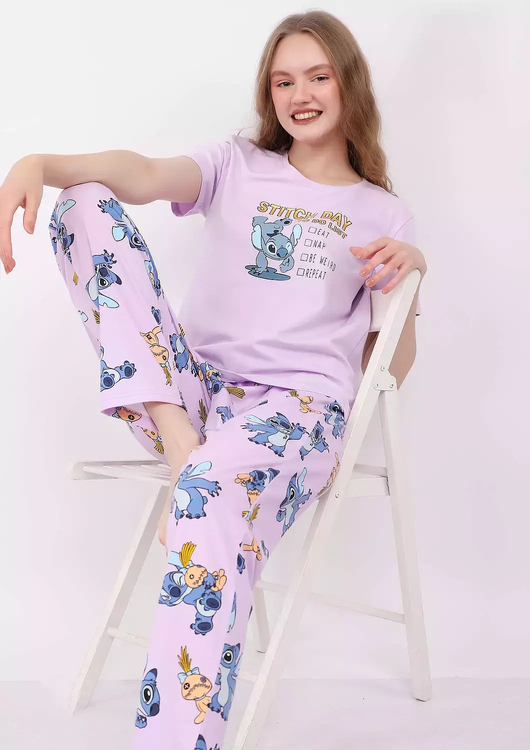 S138 Lilo and Stitch Full-Length pants pajama set  3