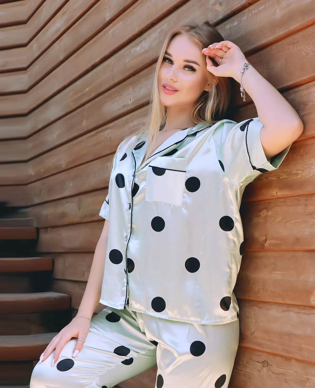 Polka Dot Satin Pajama image