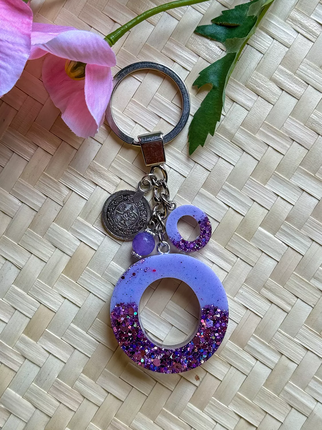 Resin Letters Keychain ( Glitter Purple ) "By Order" 14