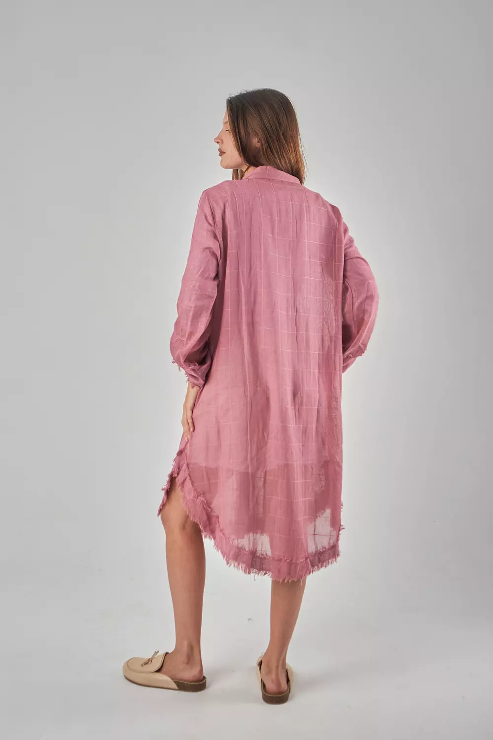 Mesh Linen Pink Shirt 5