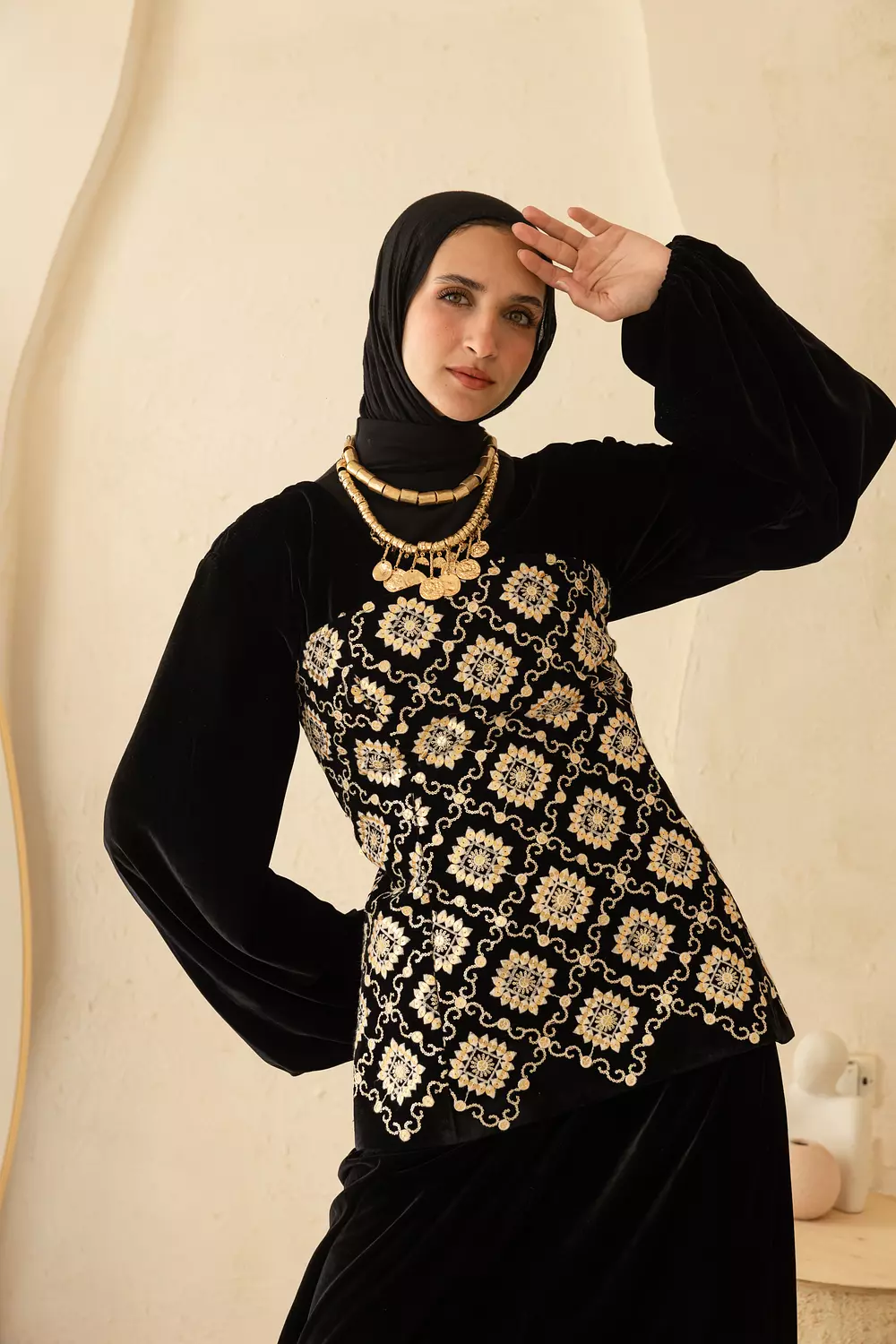 Velvet dress and embroidery corset  2