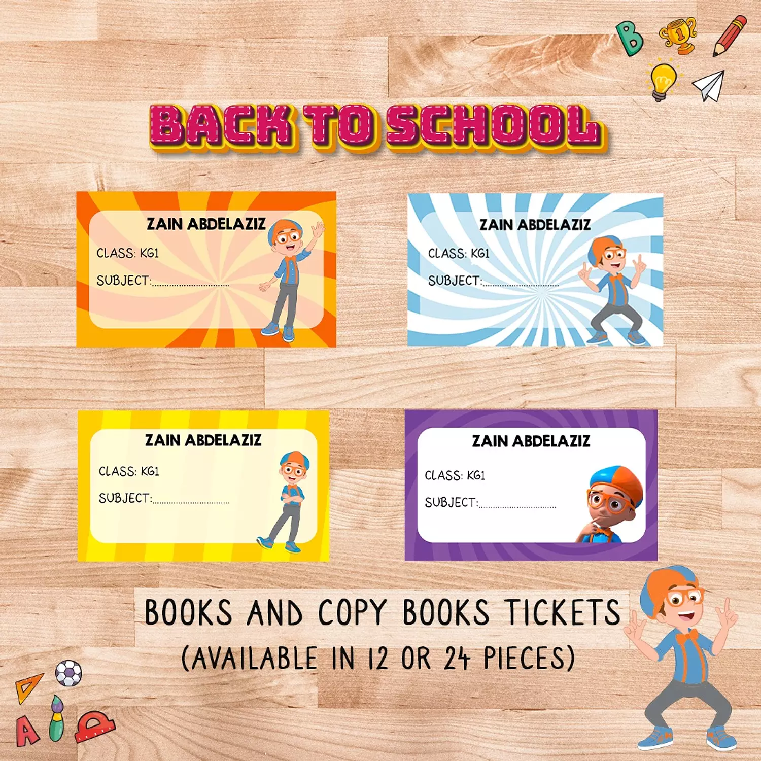 Blippi School Labels 1