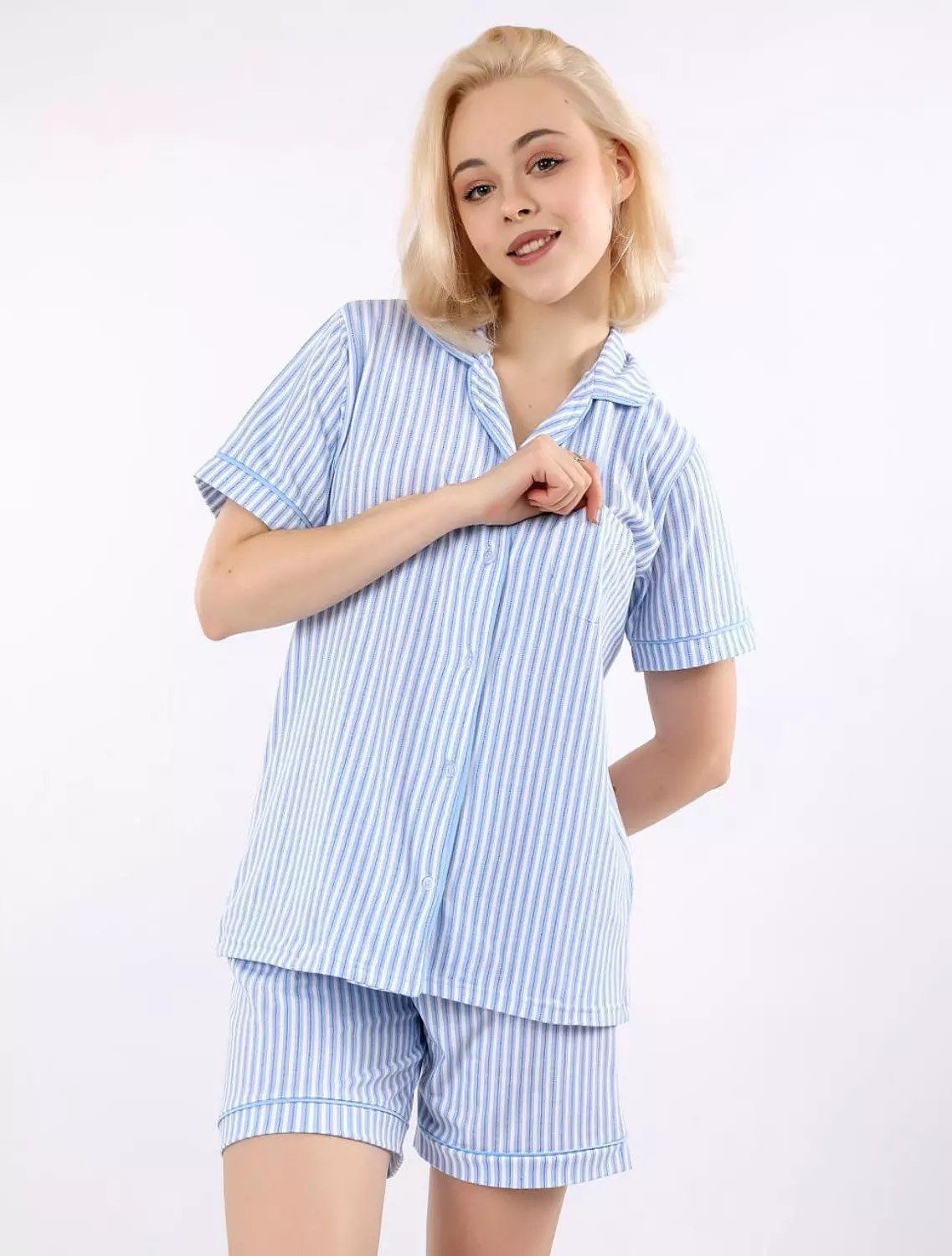 S508 Cotton Candy Buttoned Short pajama Set 1