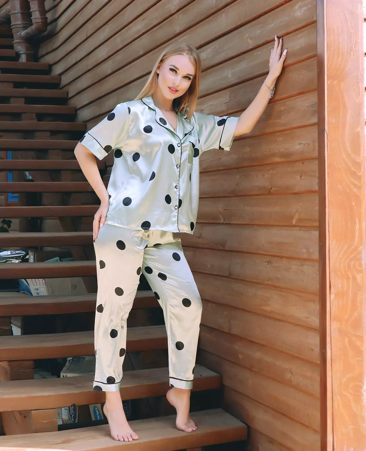 Polka Dot Satin Pajama hover image