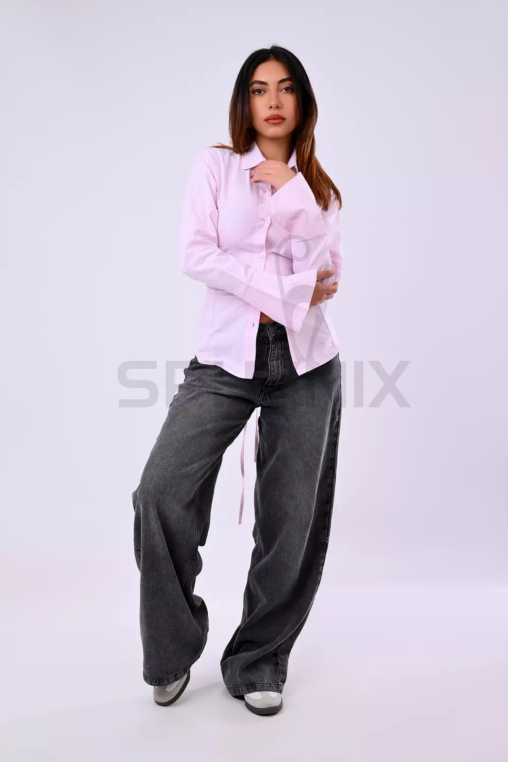 Casual Striped Slim Shirt with Ribbons 5