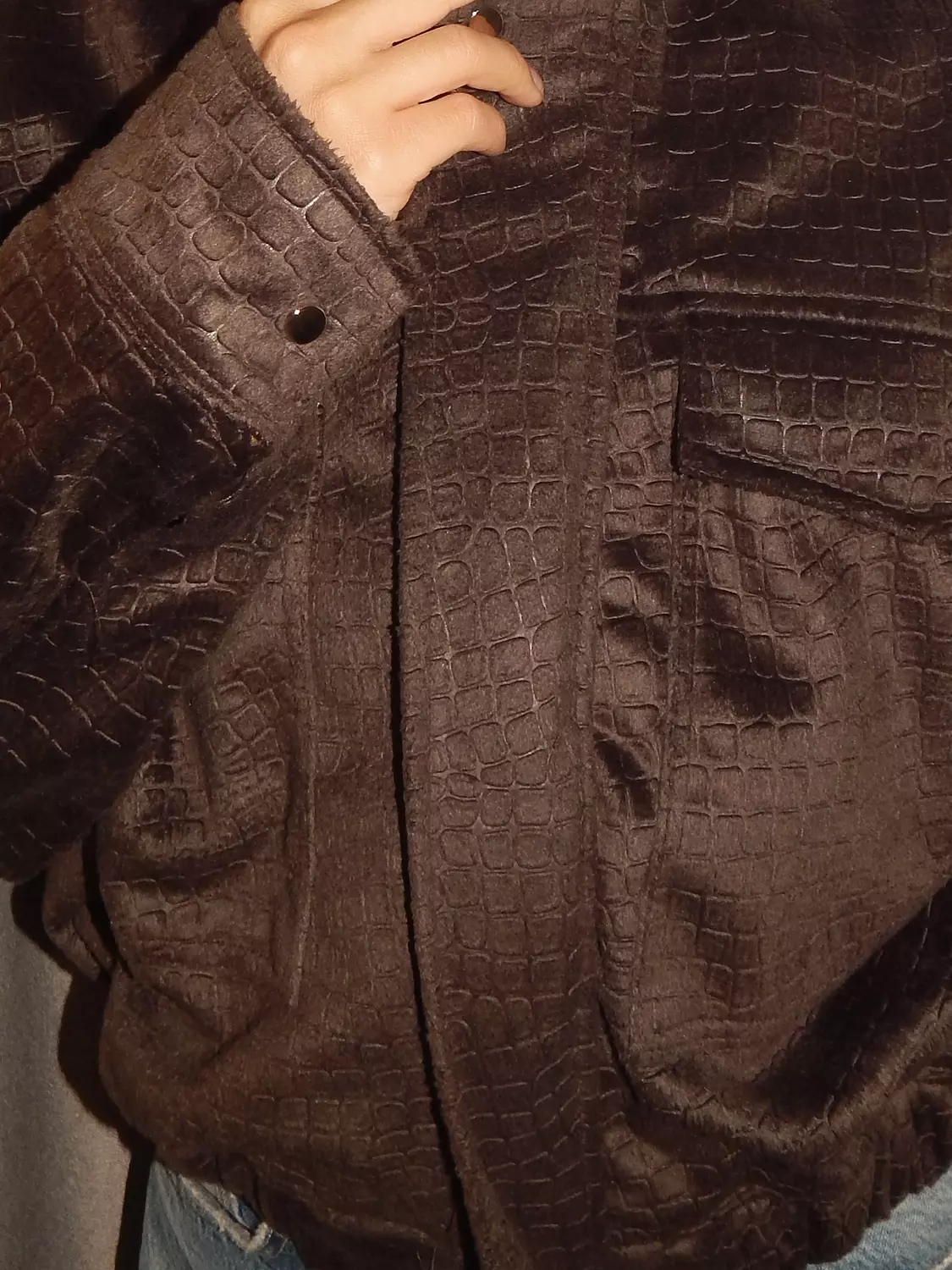 Brown Croco Suede Jacket 2