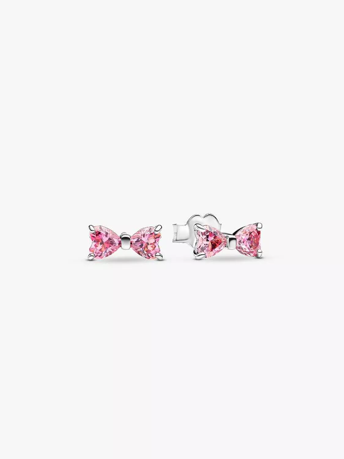 Sparkling Pink Bow Stud Earrings image