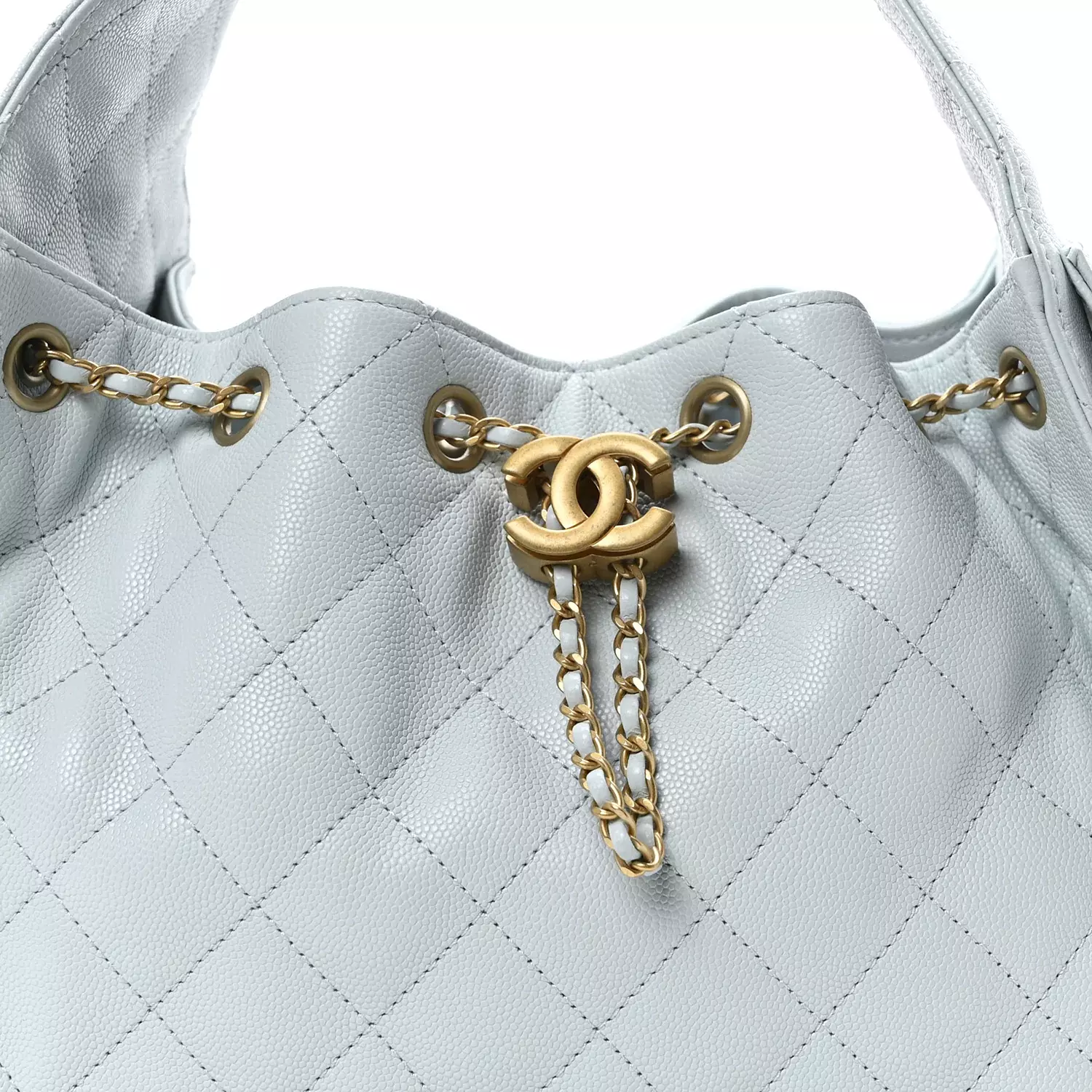 Chanel Small 25 Hobo Bag in light blue quilted caviar calfskin leather with antique gold 3