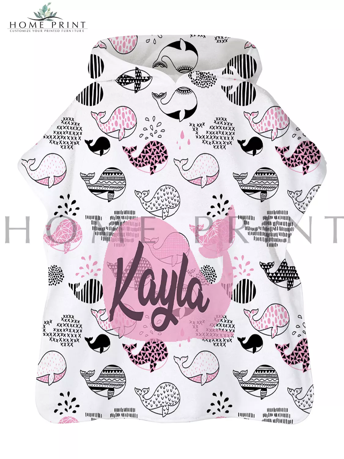 Microfiber Poncho - Whales - Multi Colors Pattern  image