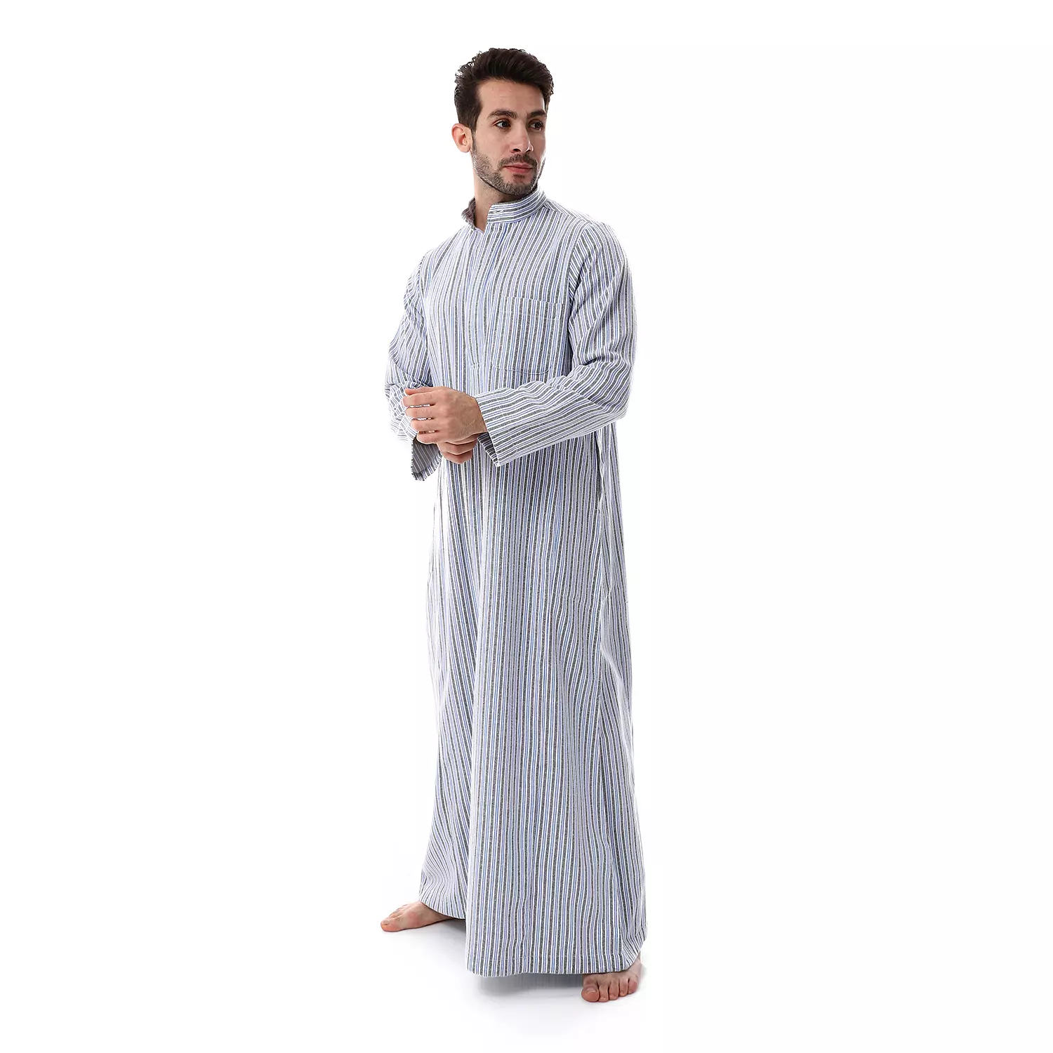 Shorto Men's Kastoor Galabeya - 24 -1- Blue * Dark Grey * White -2341 1