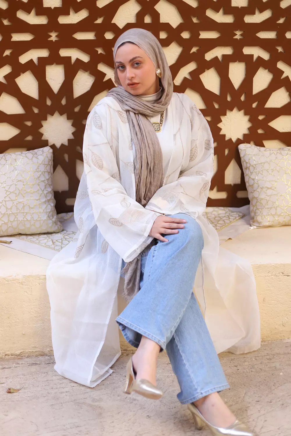 Leaves Linen Kaftan  4