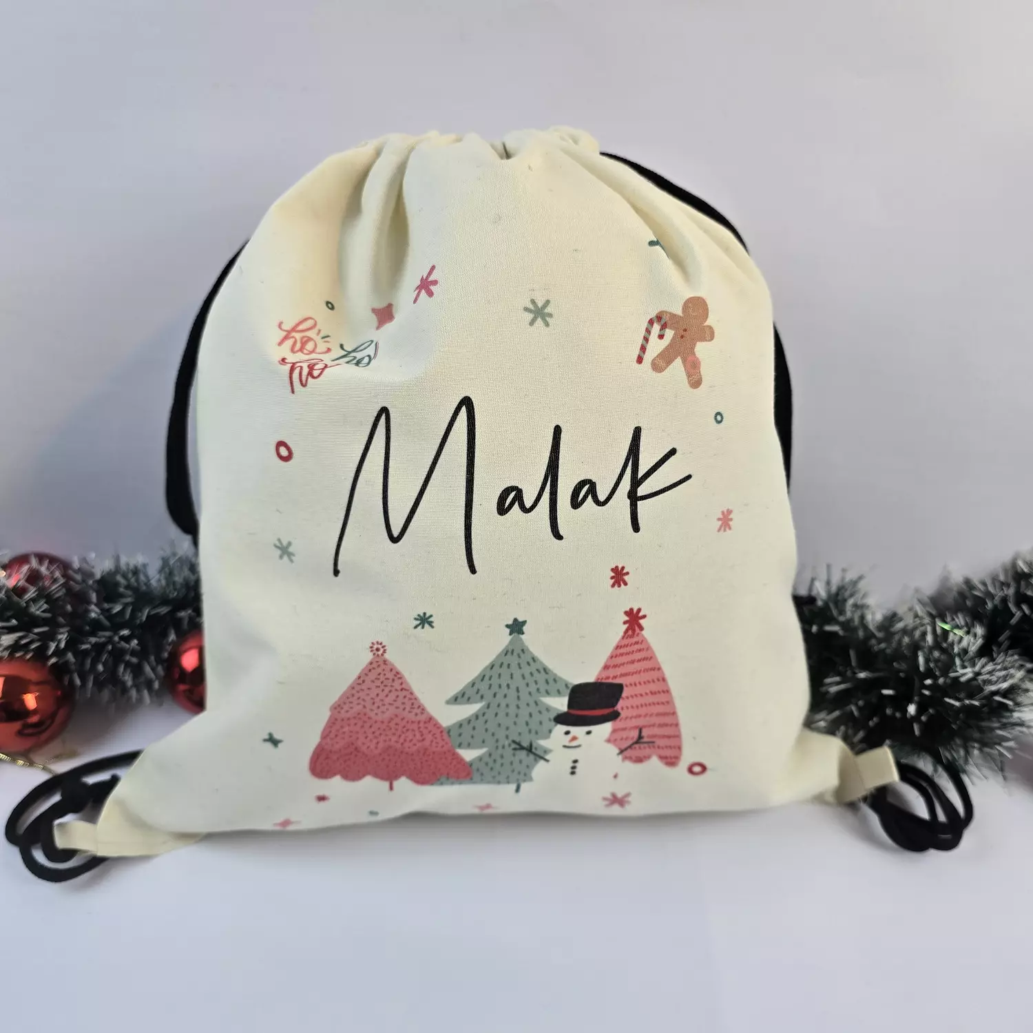 Pink Christmas Trees Drawstring Bag image