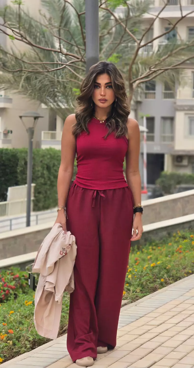 Burgundy Linen pants image
