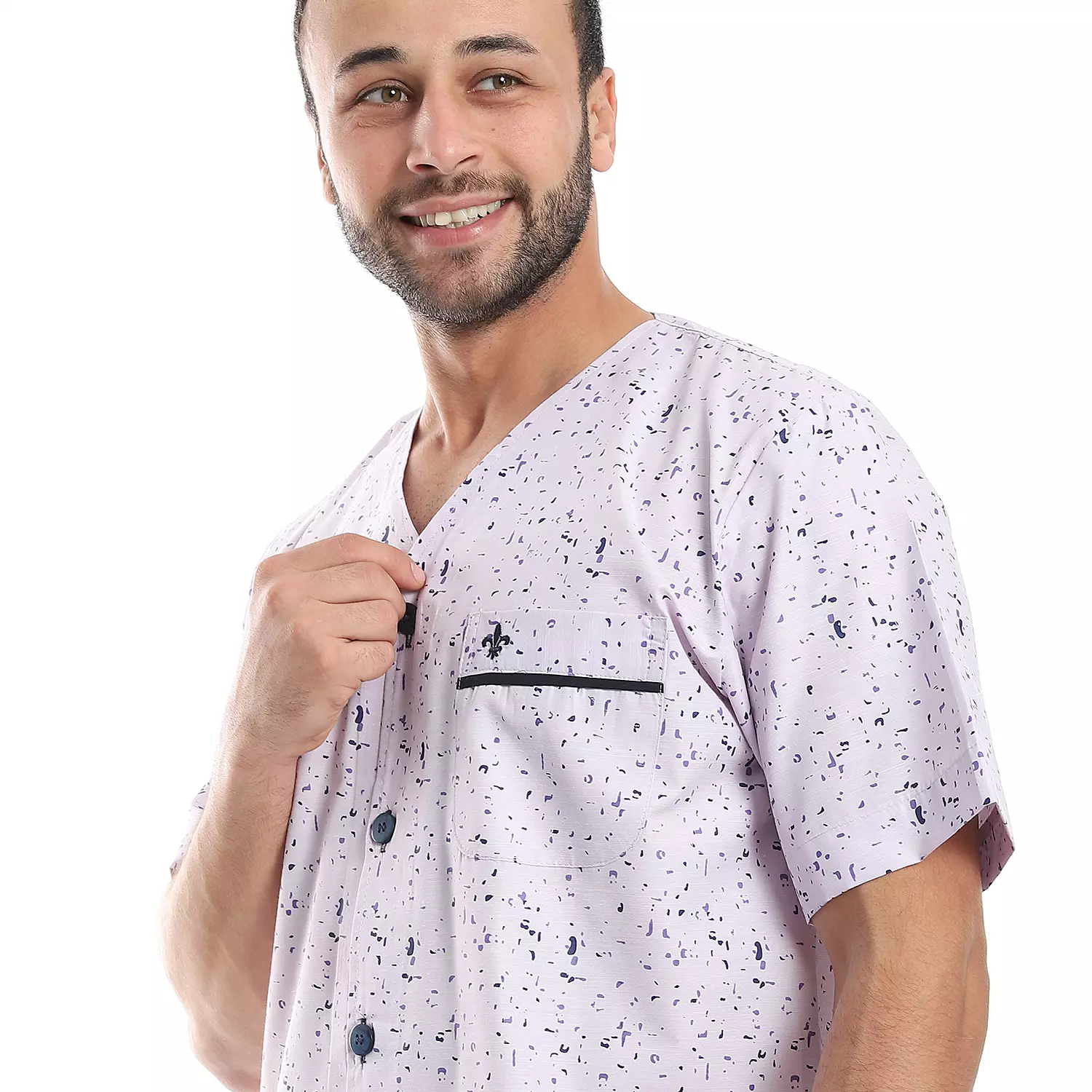 بيجاما رجالي مطبوعه كلاسيك- 2286 - موف فاتح  2