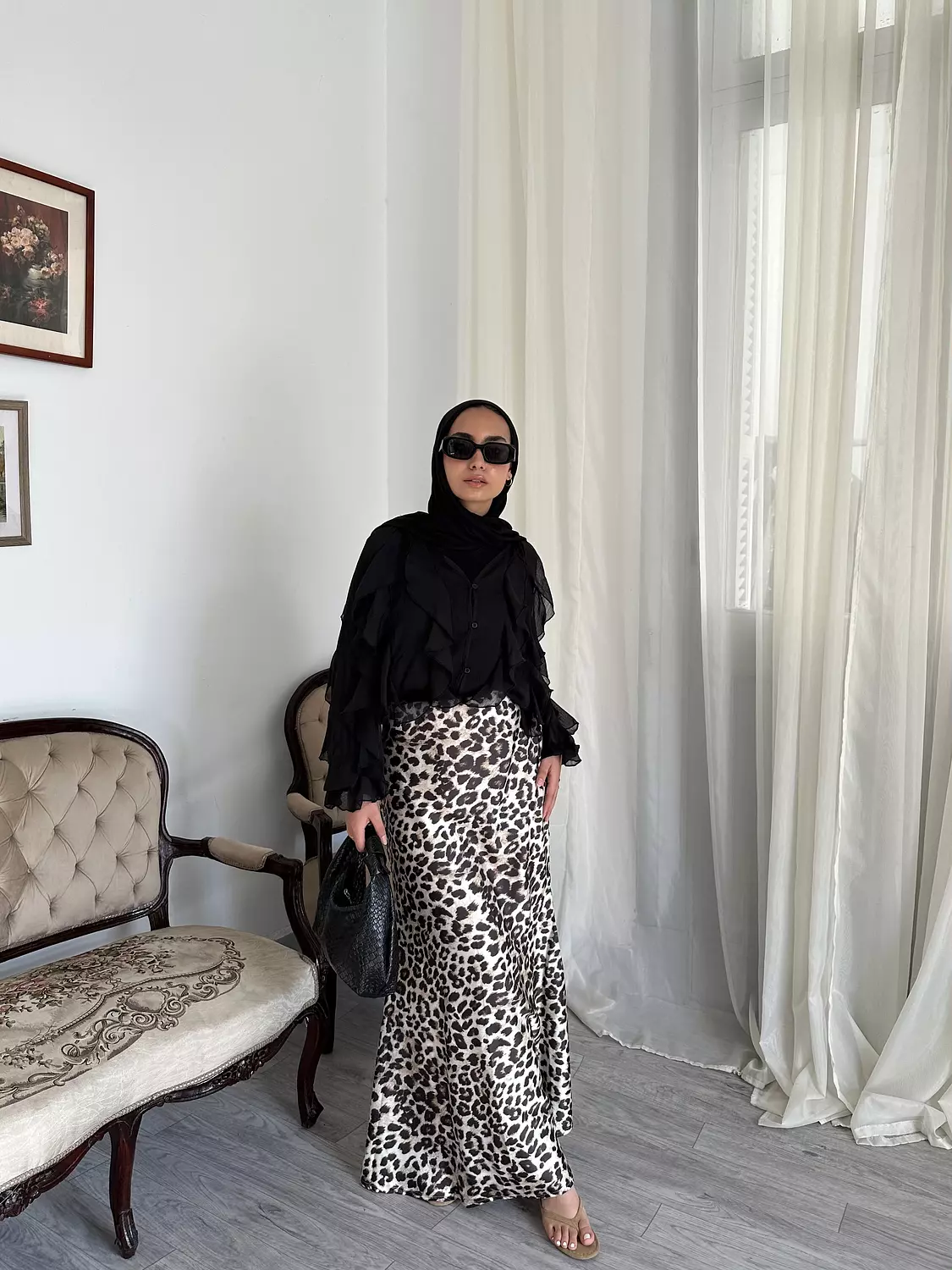 Satin leopard skirt  2