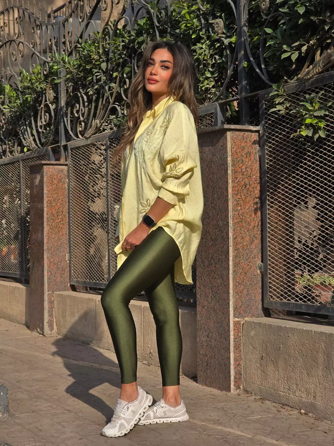 Olive Metallic legging  3