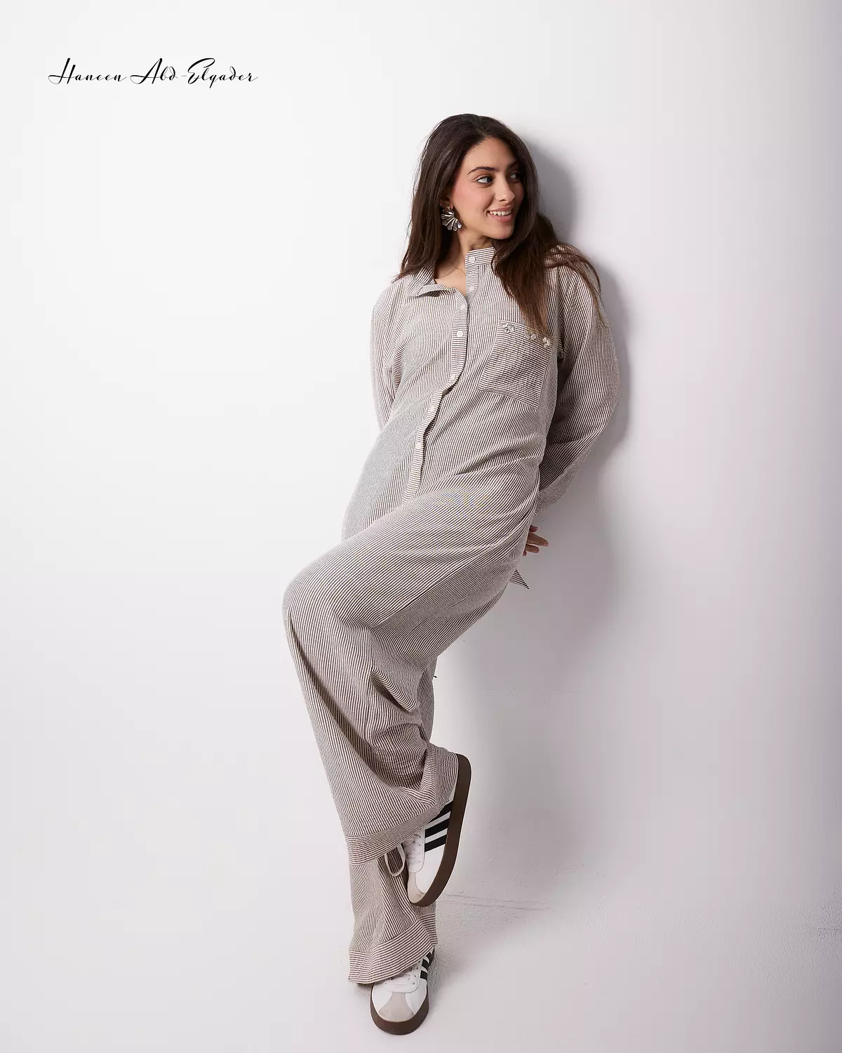 Biege striped jumpsuit  2