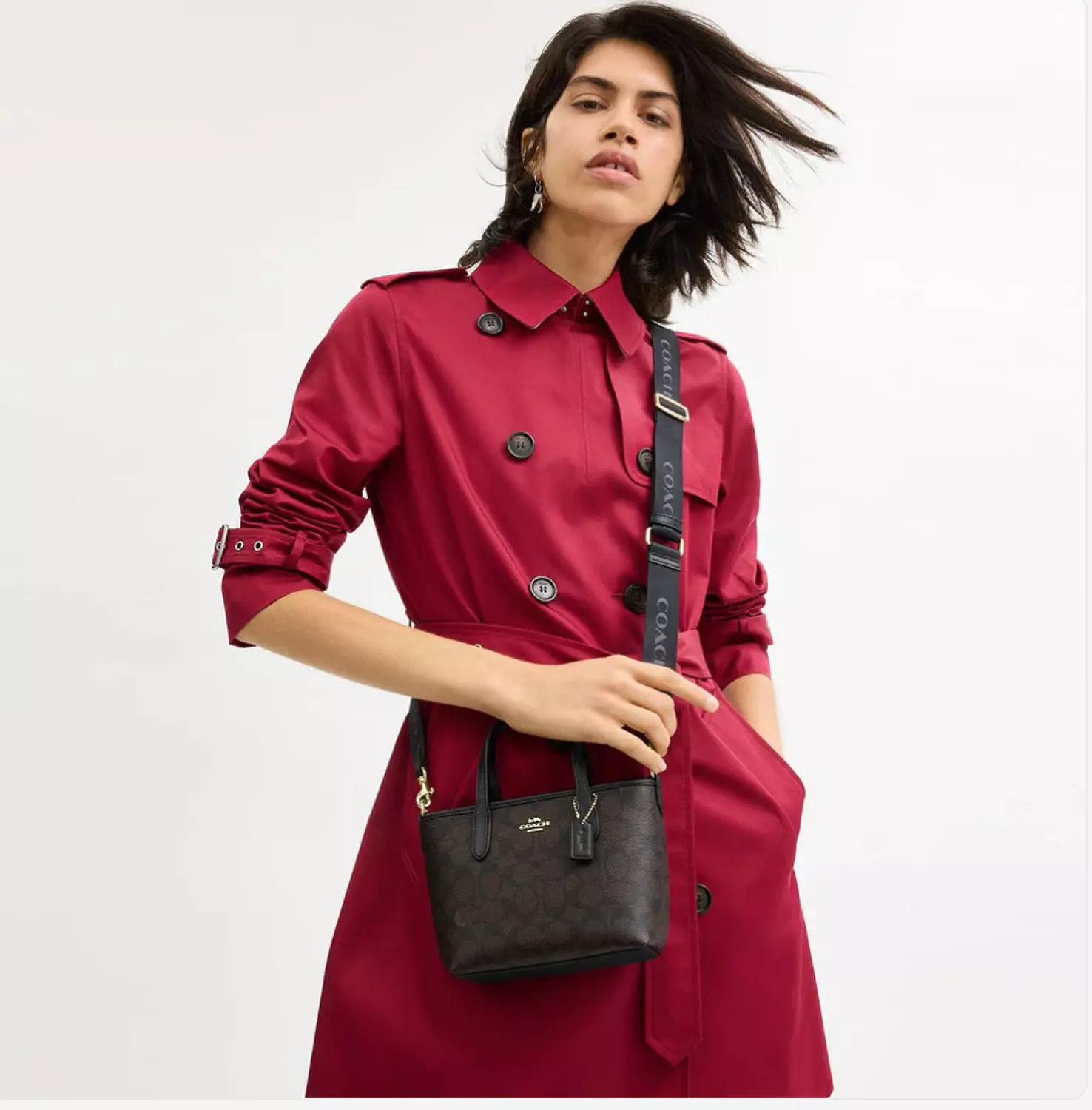 Coach City Mini Tote Bag In Signature Canvas brown gold 4