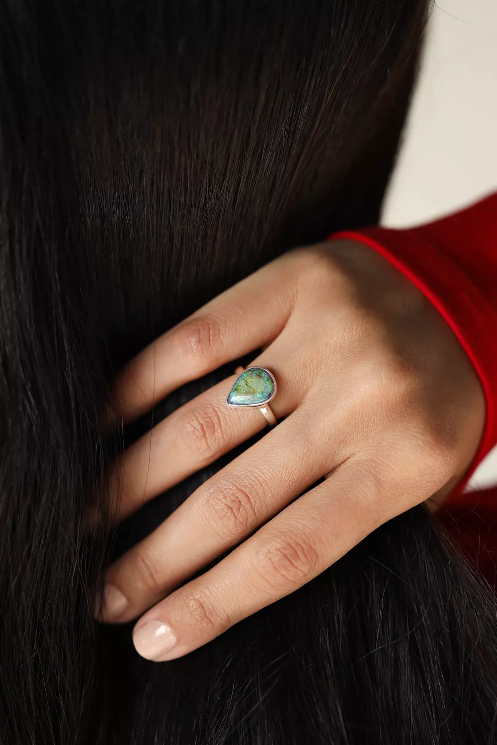 Pear cut Opal ring hover image