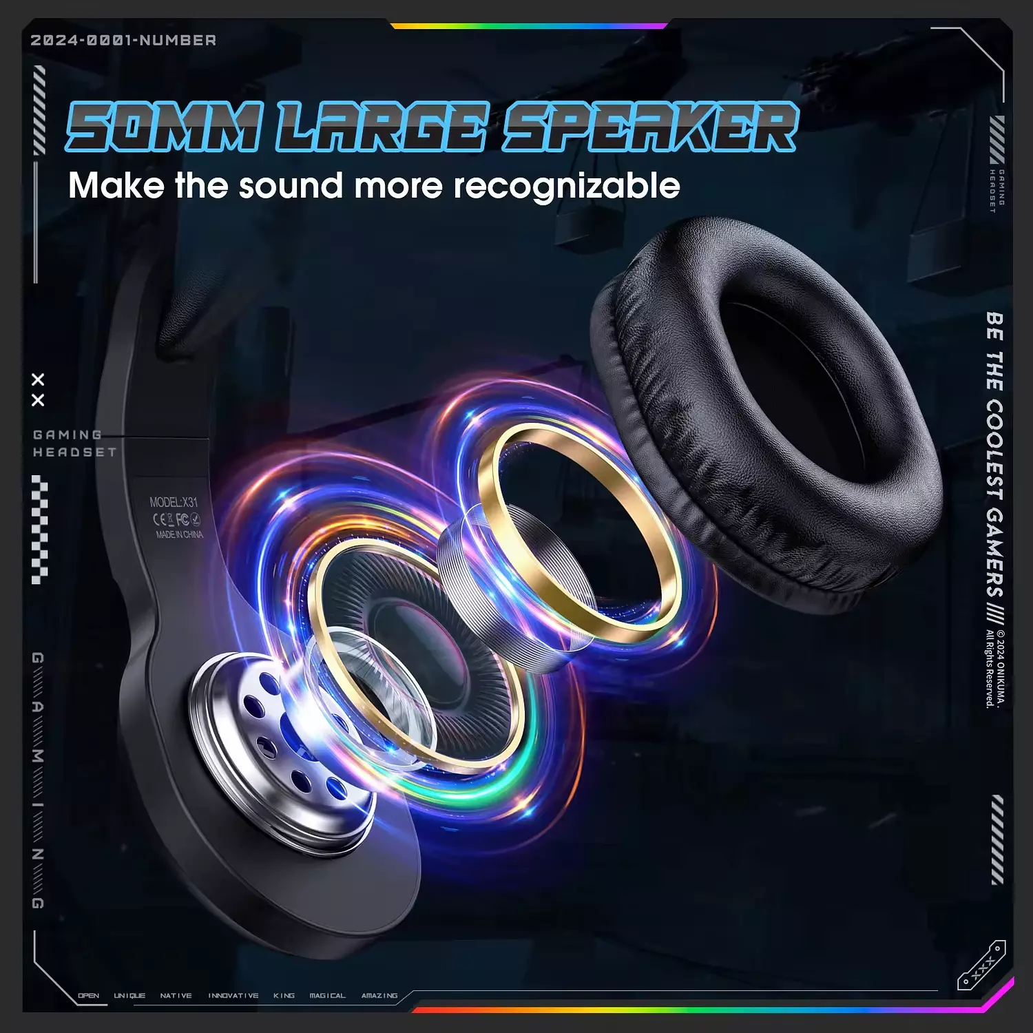 Onikuma X31 Gaming Headset - RGB Lighting - Noise-Canceling Mic - High-Fidelity Sound 6